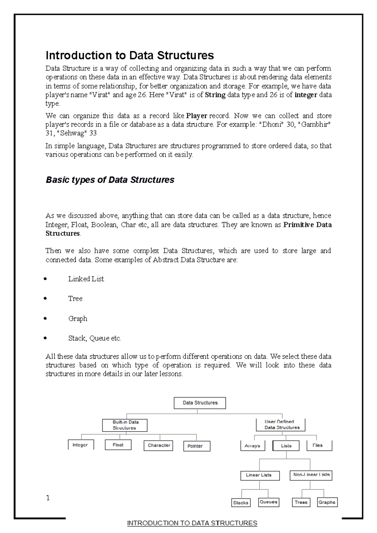 Introduction to Data Structures - Data Structures is about rendering ...