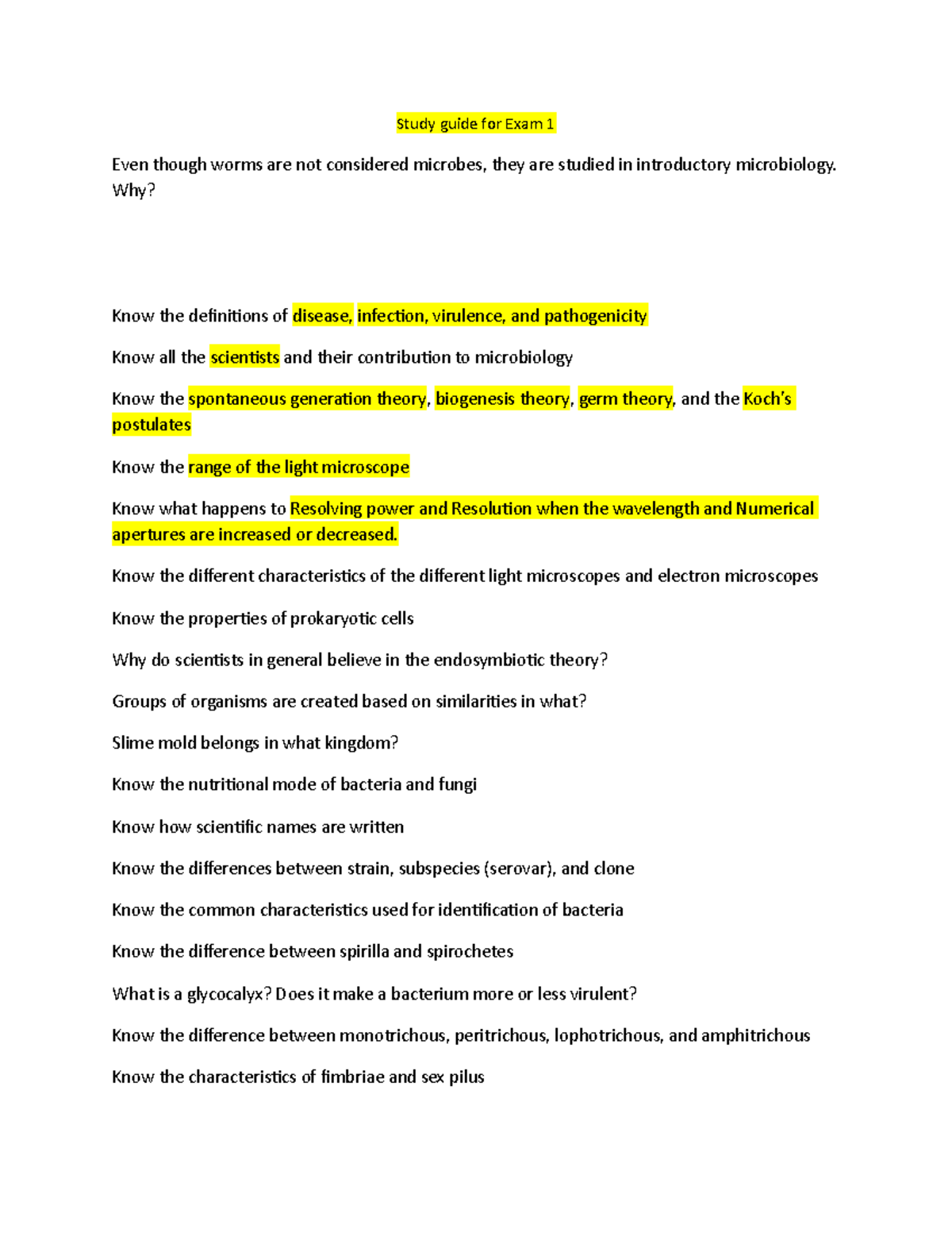 Study guide for Exam 1 - read these notes and get ready for the exam ...