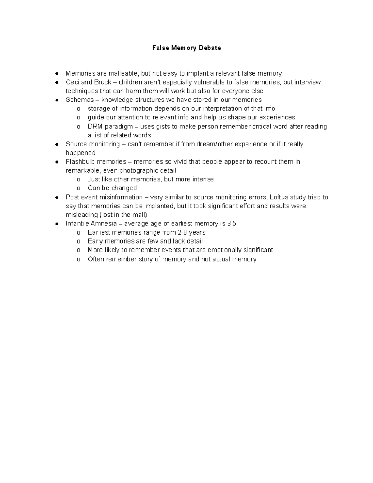 CH 10 - False Memory Debate - False Memory Debate Memories are ...