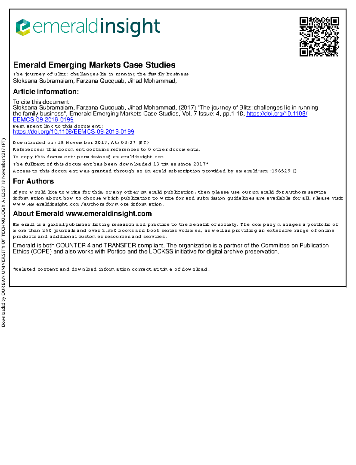 POM Blitz Case study copy - Emerald Emerging Markets Case Studies The ...