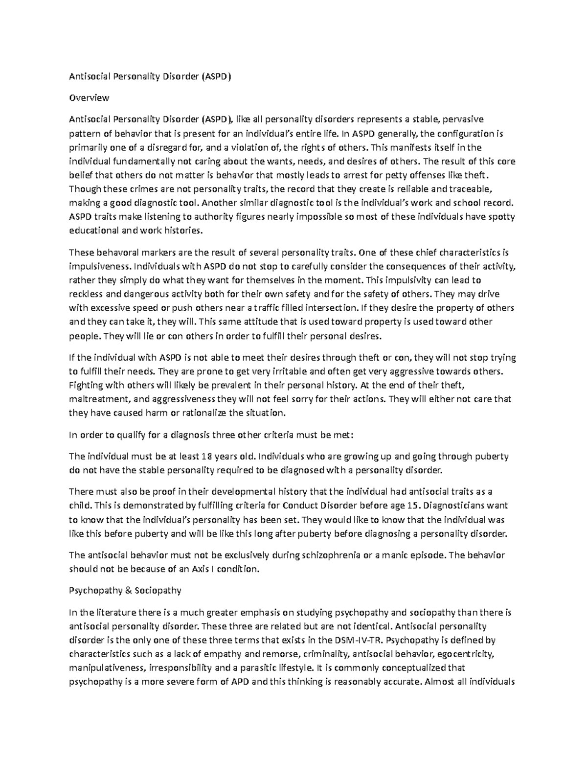 ooooooooooooooooo - Antisocial Personality Disorder (ASPD) Overview ...