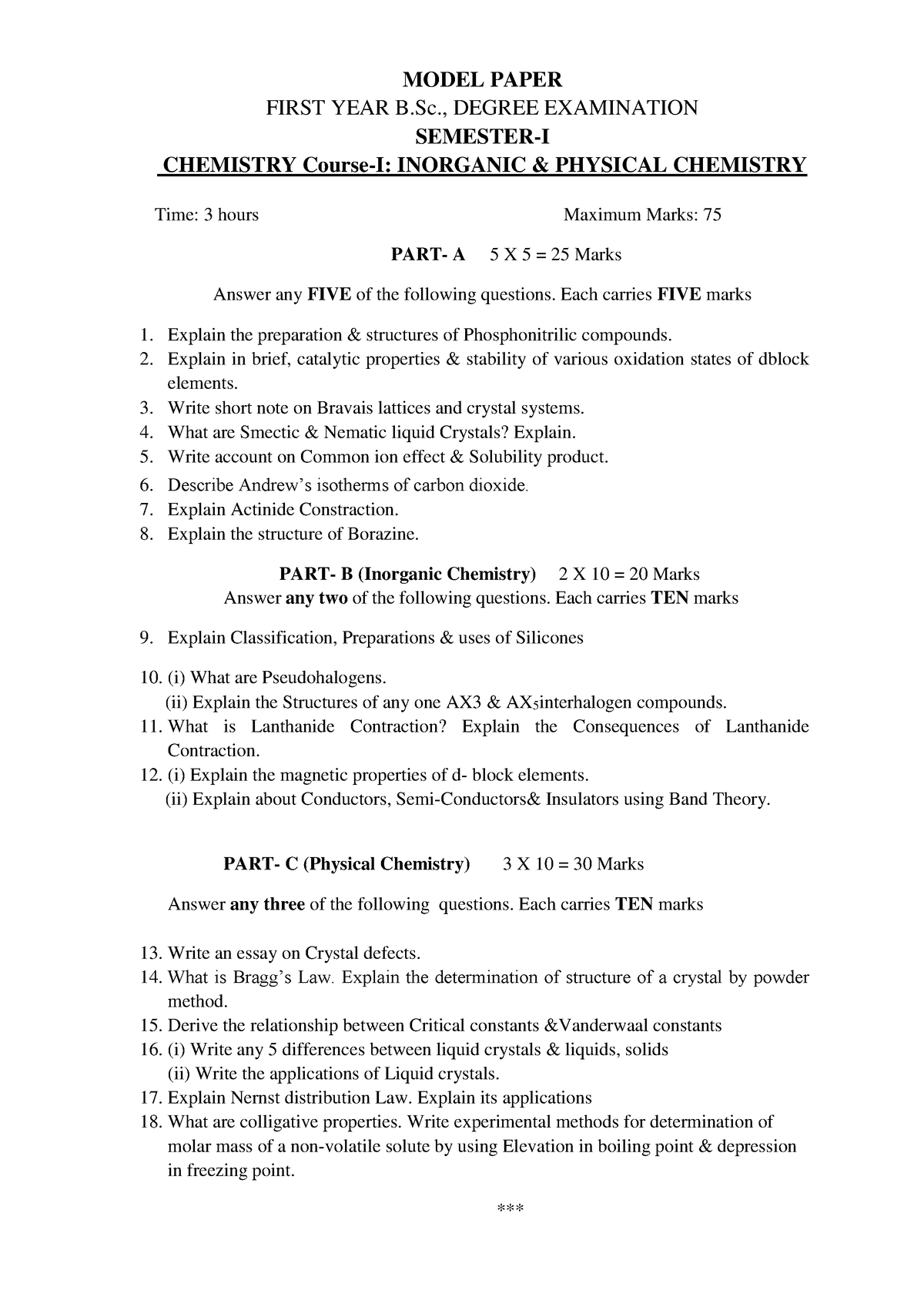 05 Chemistry UG Model Papers ANU 2020-21 - FIRST YEAR B., DEGREE ...