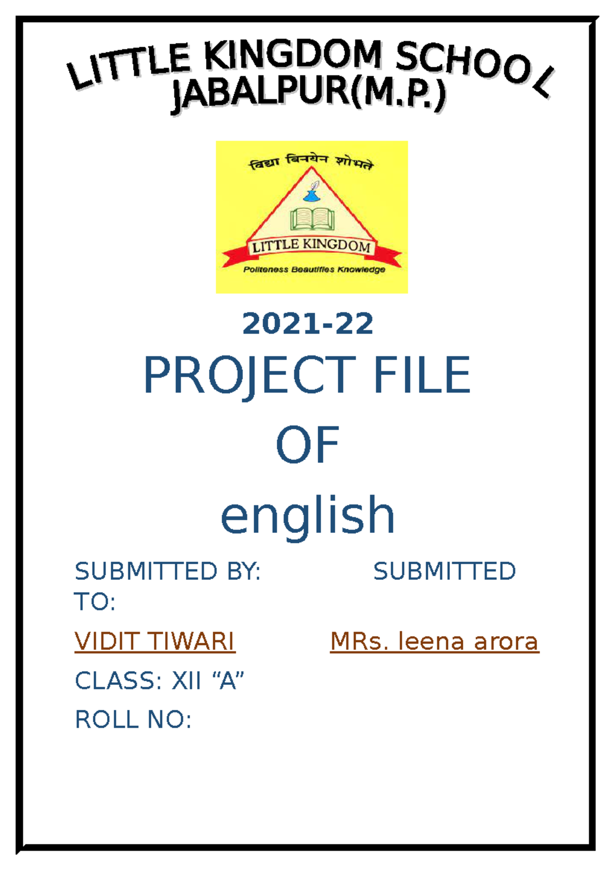 Eng term 2 - notessss - 2021- PROJECT FILE OF english SUBMITTED BY ...