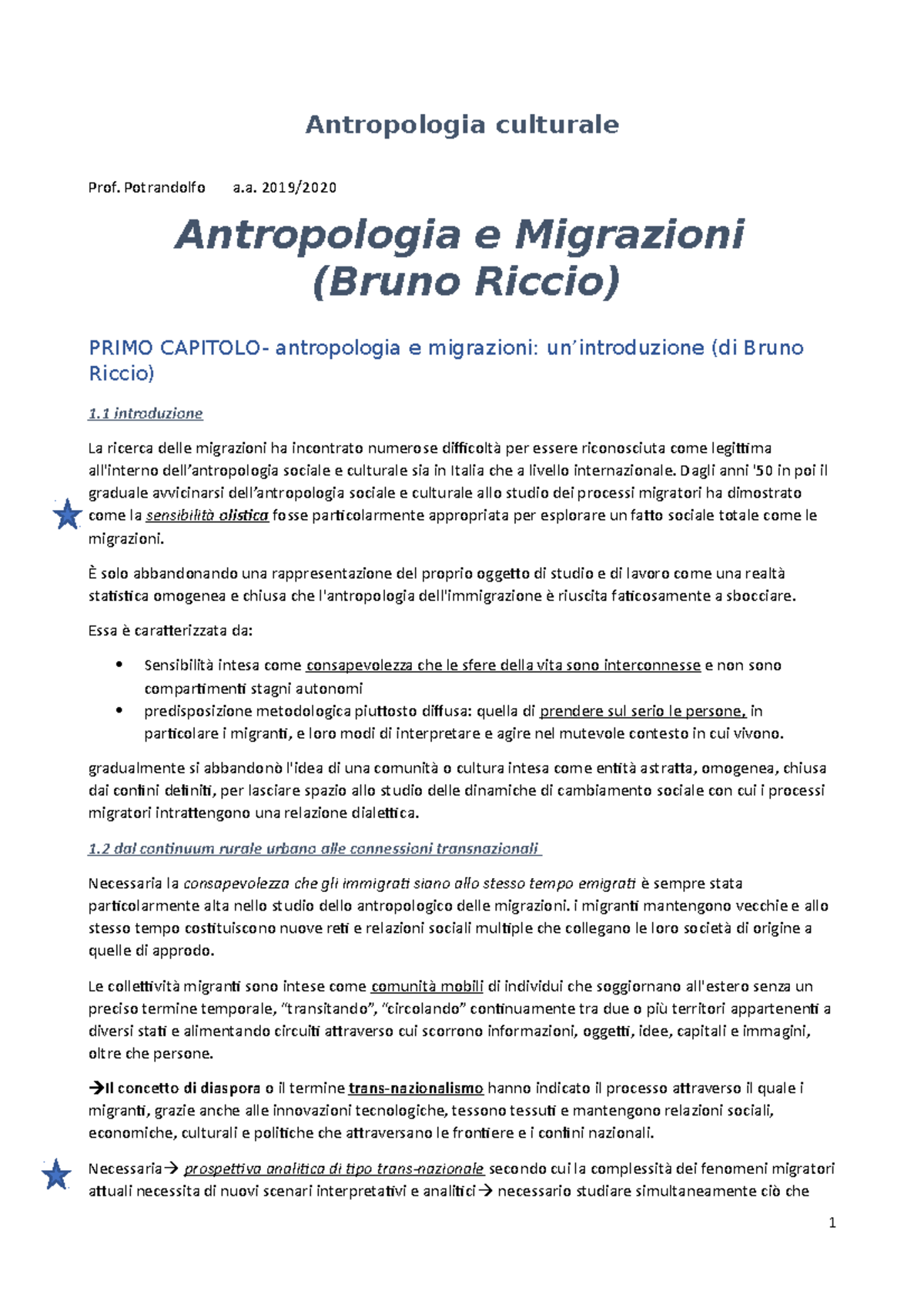 Antropologia E Migrazioni Di Bruno Riccio - Antropologia Culturale Prof ...