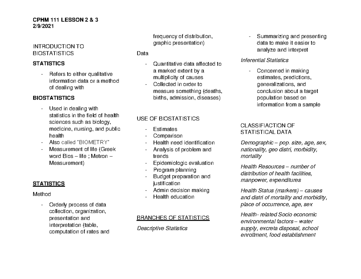 introduction to biostatistics and research methods