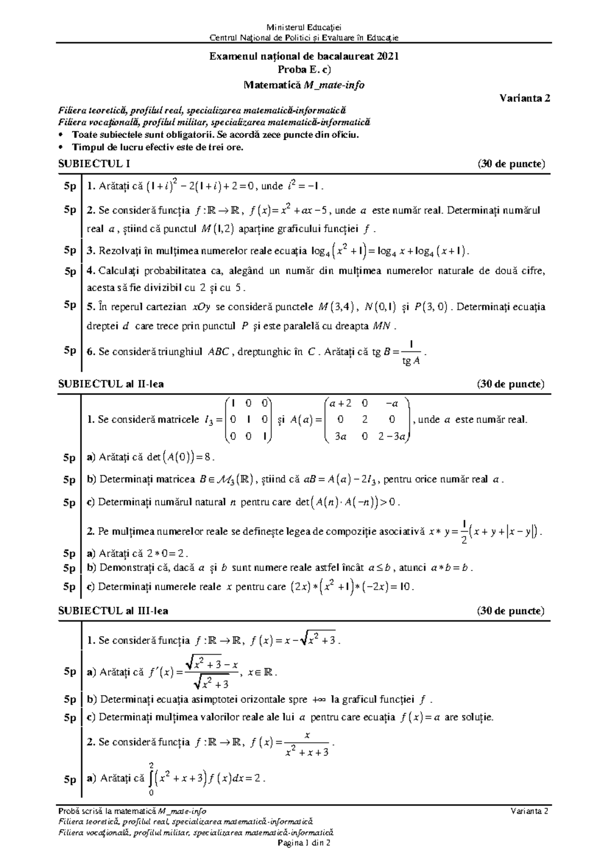E c matematica M mateinfo 2021 var 02 LRO Ministerul Educaţiei