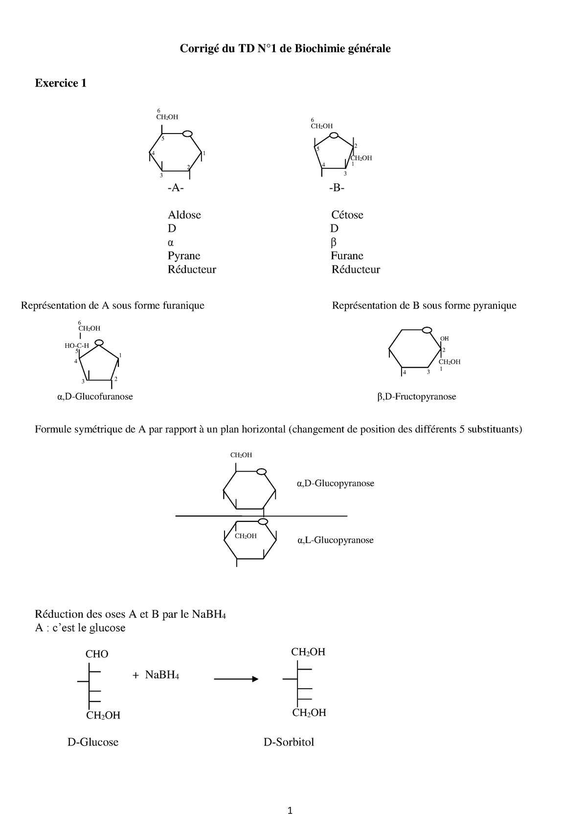 Corrige TD N°1 Biochimie Generale - Corrigé Du TD N°1 De Biochimie ...