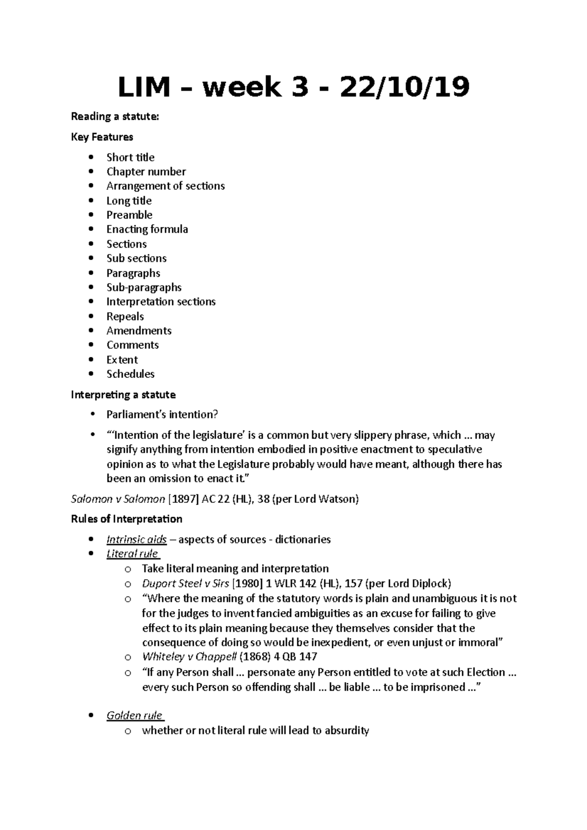 Legal Institutions and method week 3 LIM week 3 22/10/ Reading a