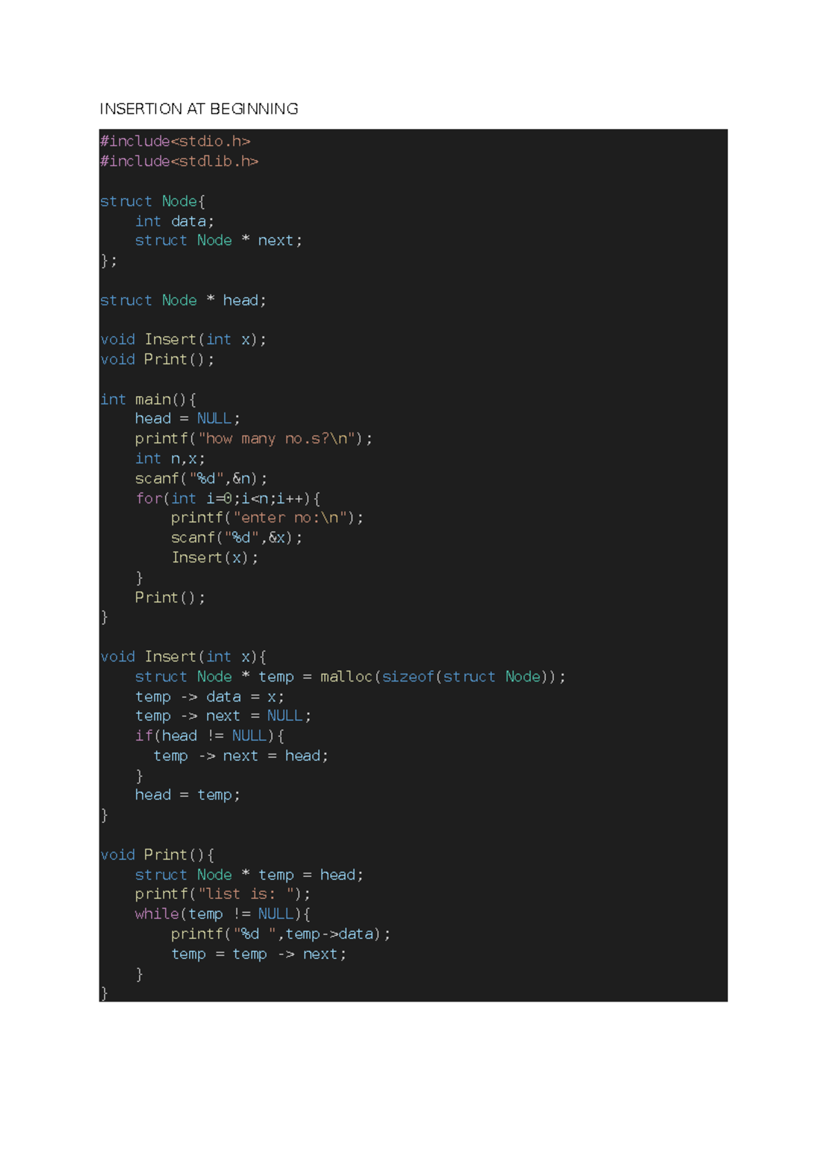 Unit 1 and 2 codes - INSERTION AT BEGINNING #include #include struct ...