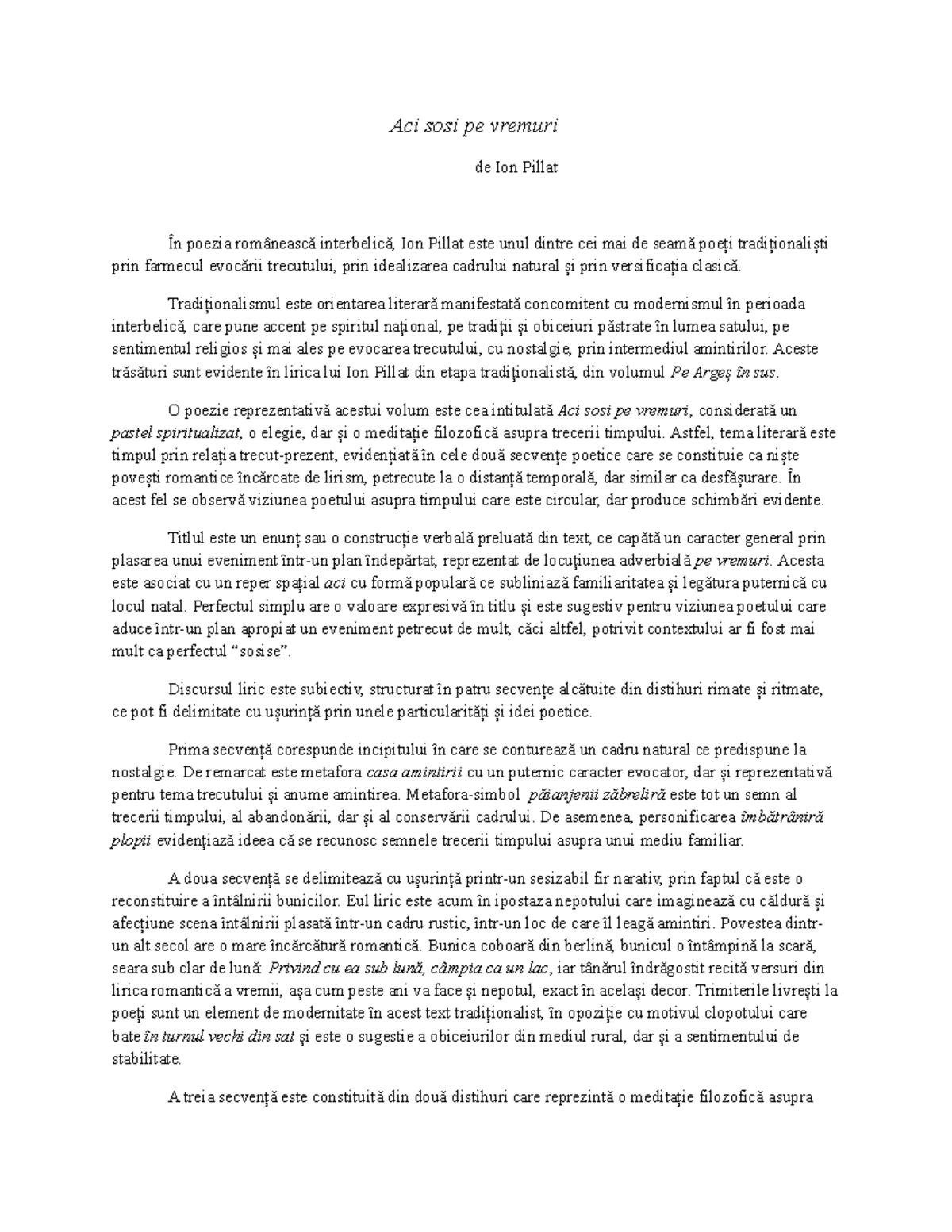 Aci Sosi Pe Vremuri Ion Pillat Aci sosi pe vremuri de Ion Pillat sau ceva de genul - Architecture