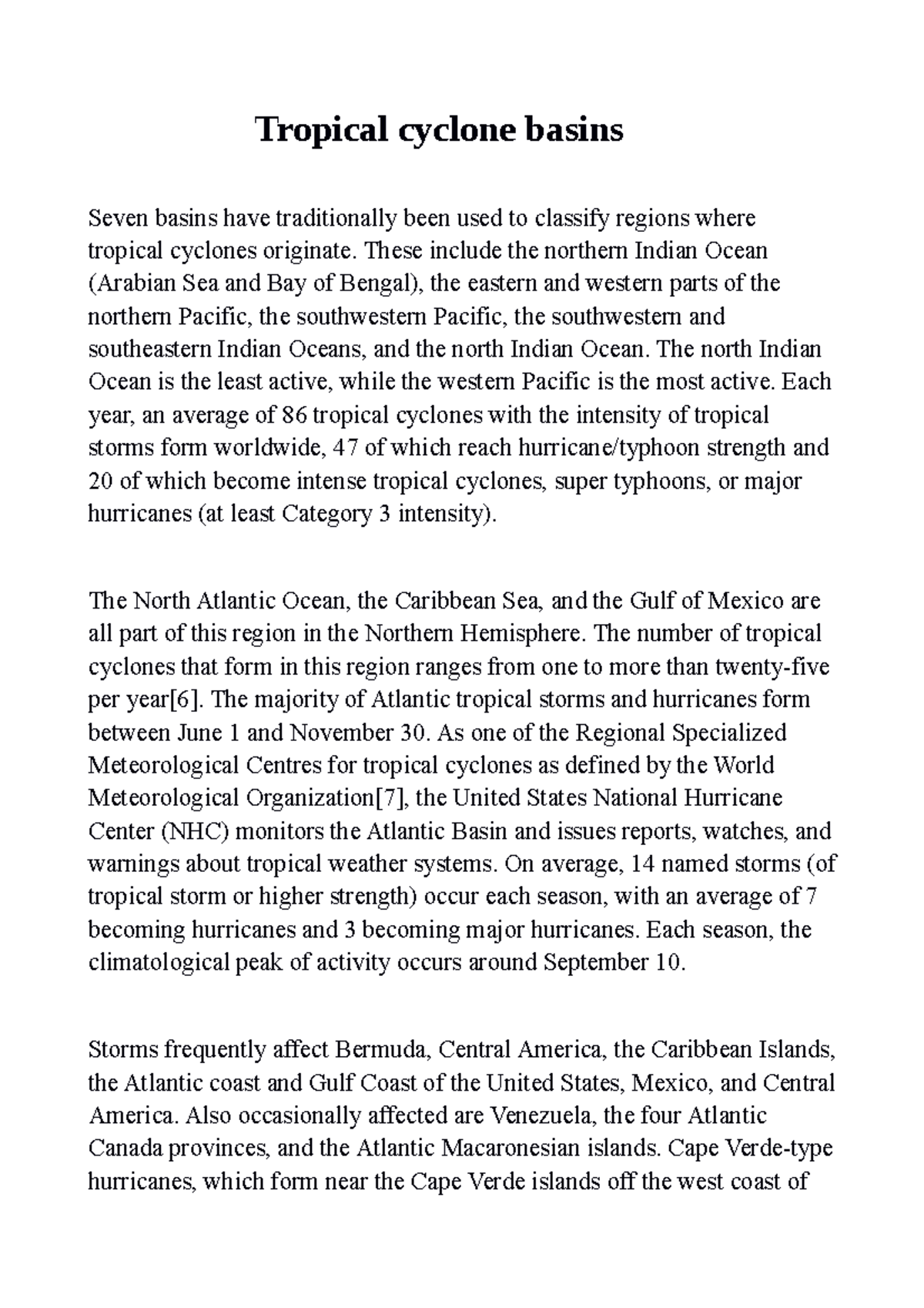 Tropical cyclone basins - Tropical cyclone basins Seven basins have ...