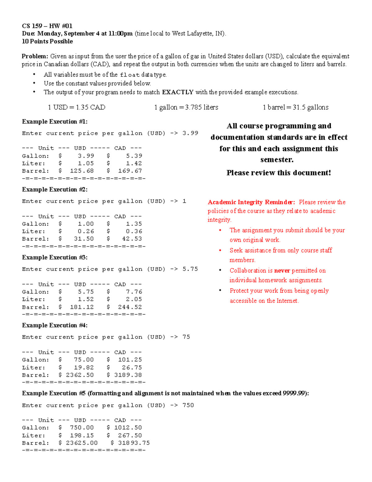 Readme - Lecture e notes - CS 159 – HW Due: Monday, September 4 at 11 ...