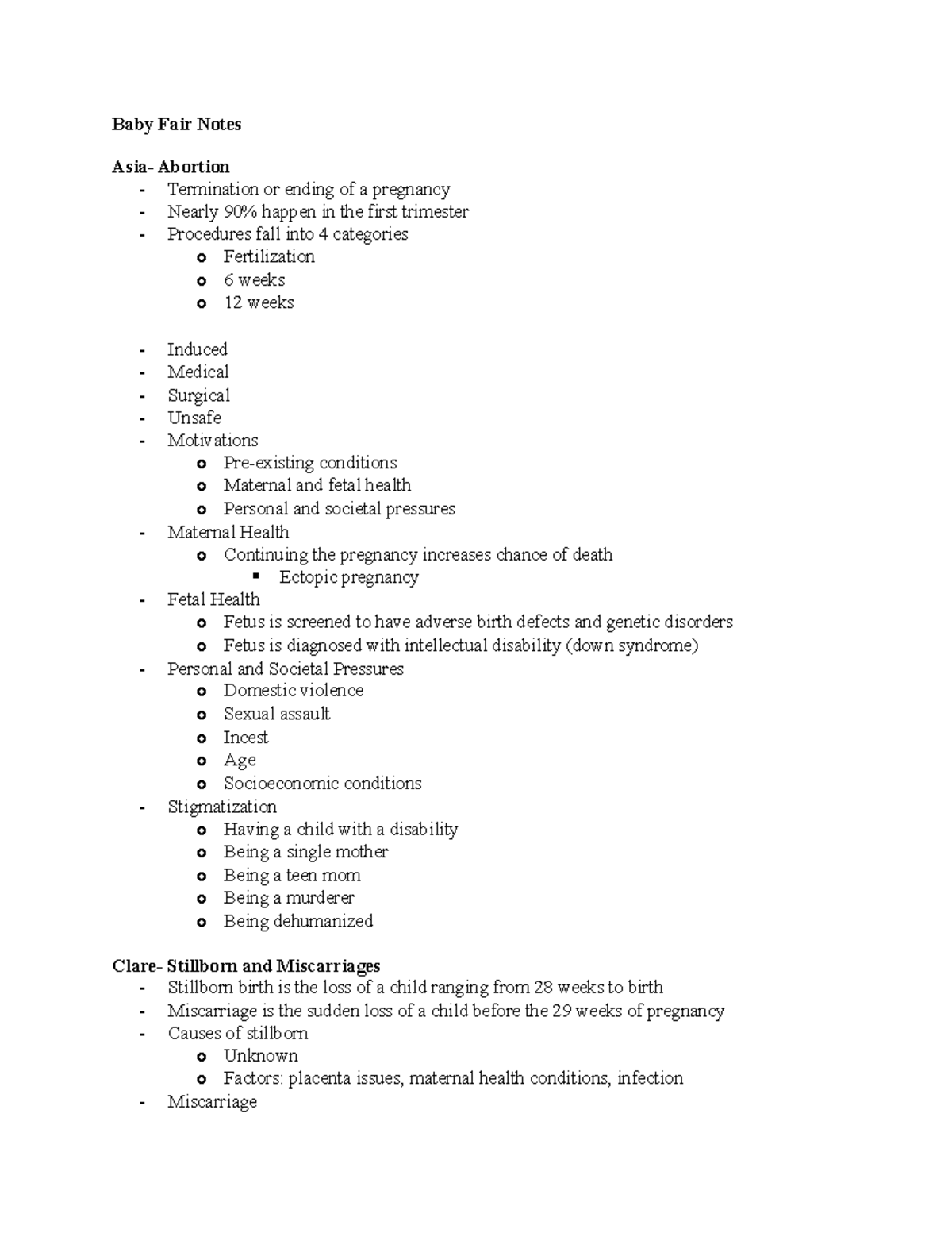 Baby Fair Notes - Baby Fair Notes Asia- Abortion - Termination or ...