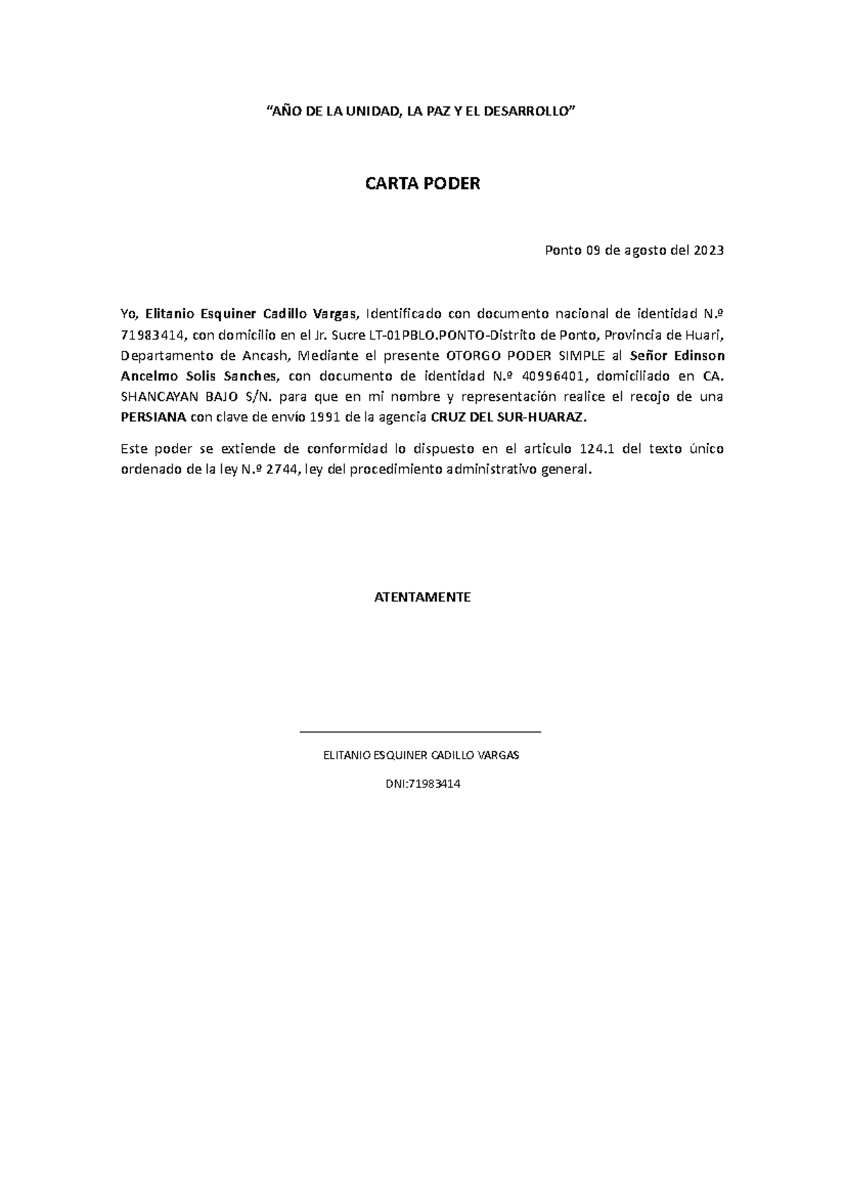 AÑO DE LA Unidad - temas amplios - “AÑO DE LA UNIDAD, LA PAZ Y EL ...