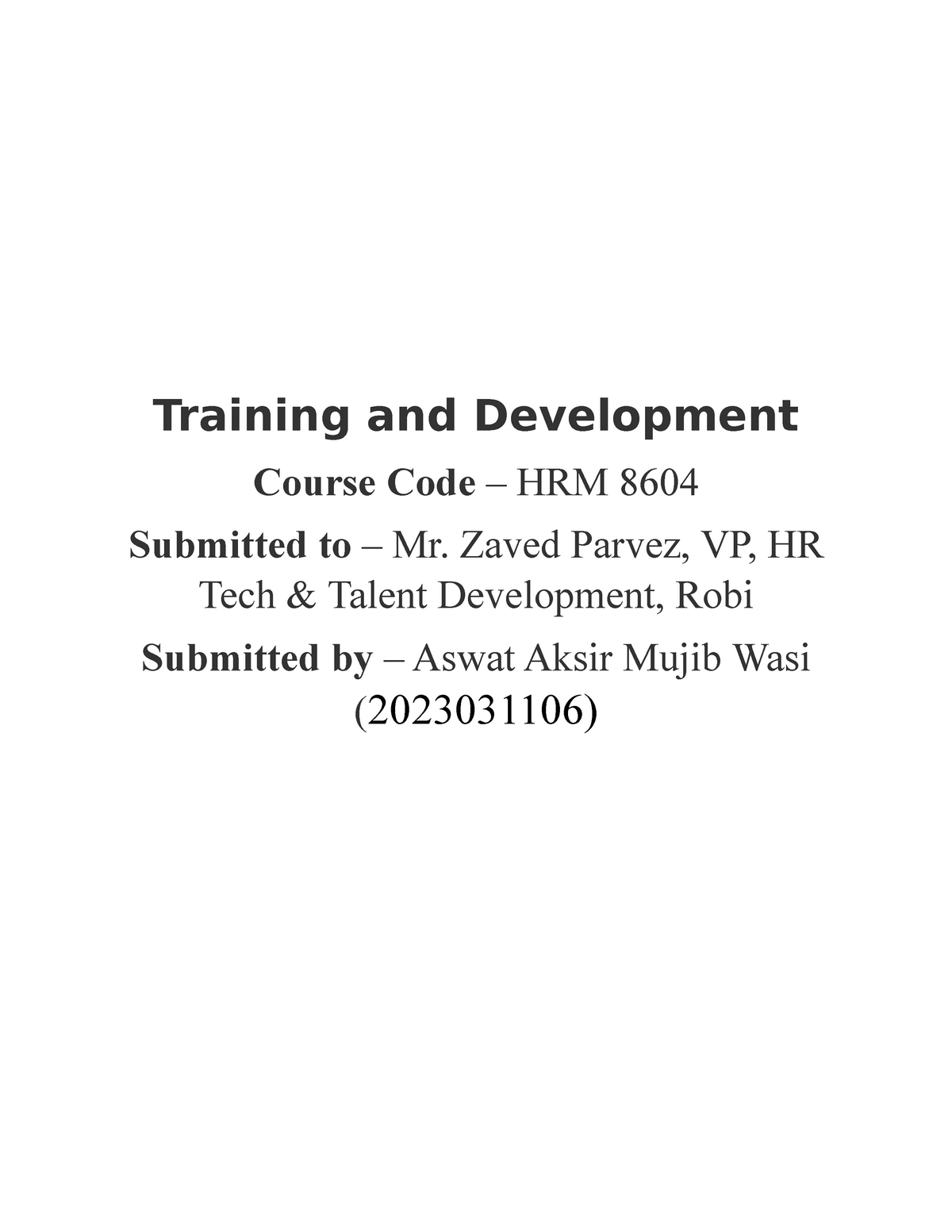 short case study on training and development