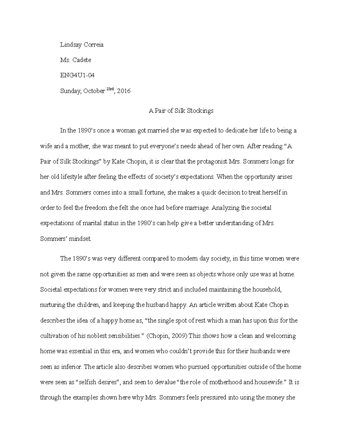 From A Pair Of Silk Stockings Answers Pair of silk stockings - Lindsay Correia Ms. Cadete ENG4U1- Sunday, October  23rd, 2016 A Pair of - Studocu