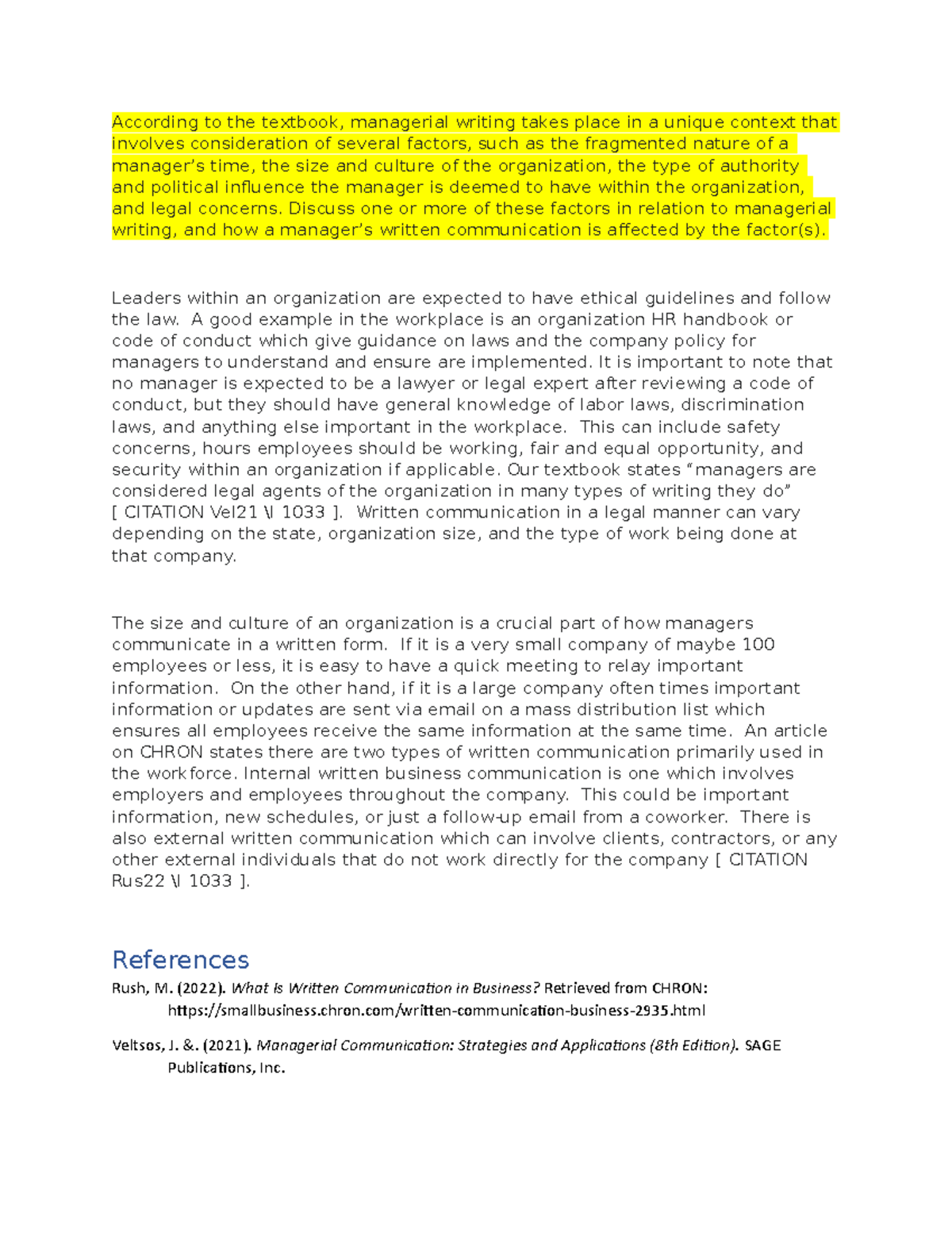 BUSI 504 Communication Discussion 3 - According to the textbook ...