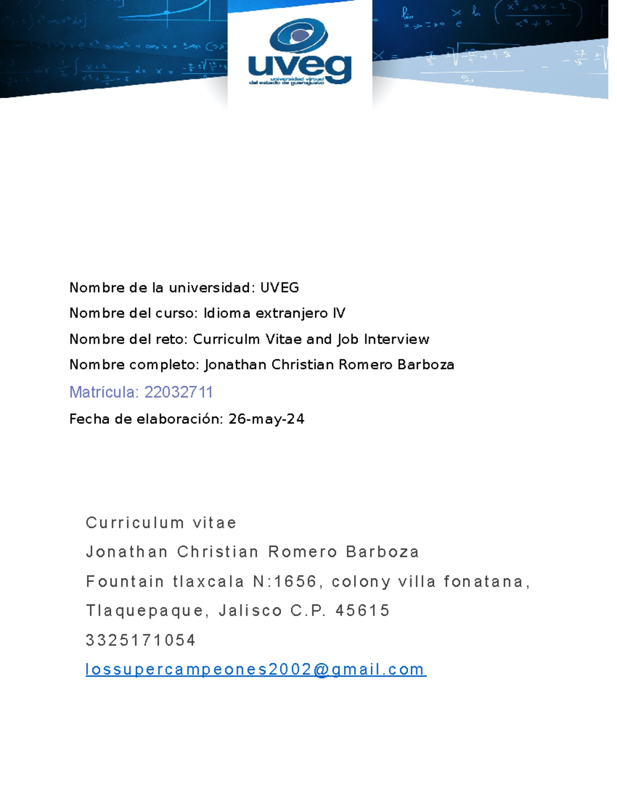 Romero Jonathan R4 U3 - PRACTICA - C u r r i c u l u m v i t a e J o n ...