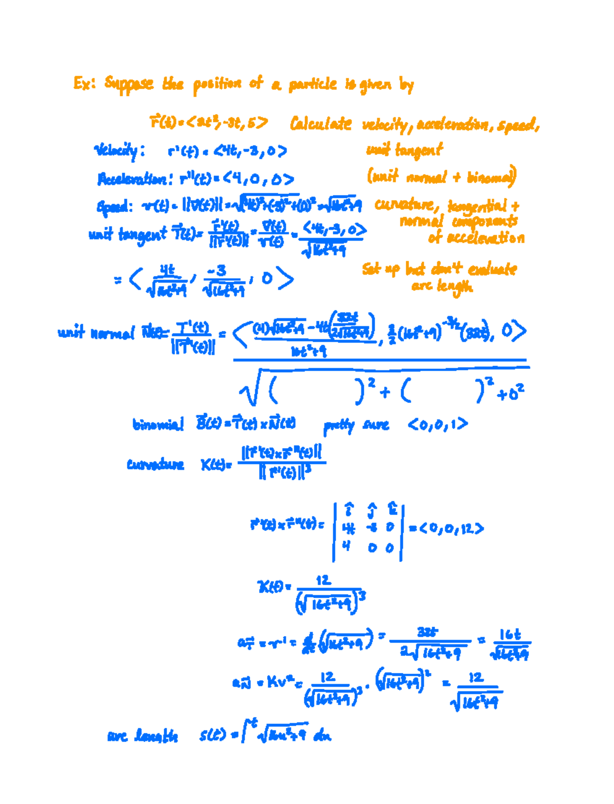 Calc 3 Notes 7 - Ex Suppose the position of a particle is given by Flt ...