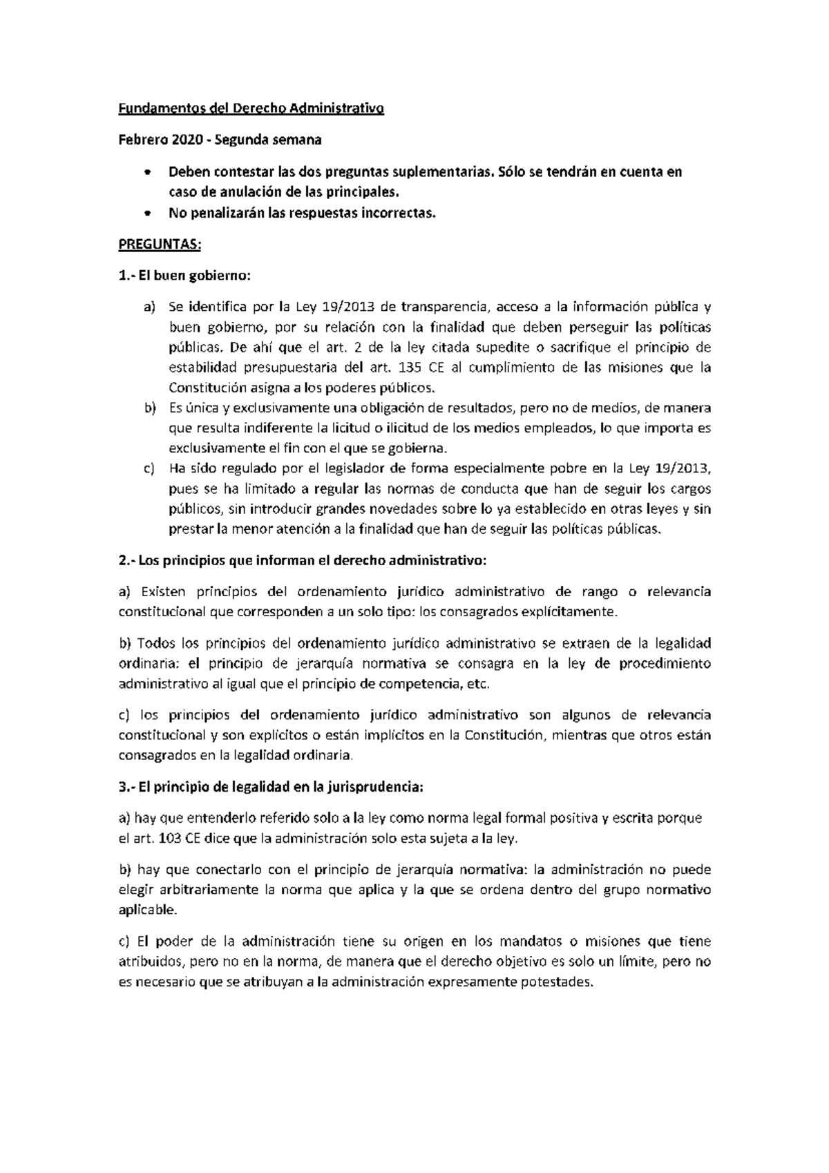 EXAMEN UNED 19/20 FUND DERECHO ADMINISTRATIVO 2 SEMANA - Fundamentos ...