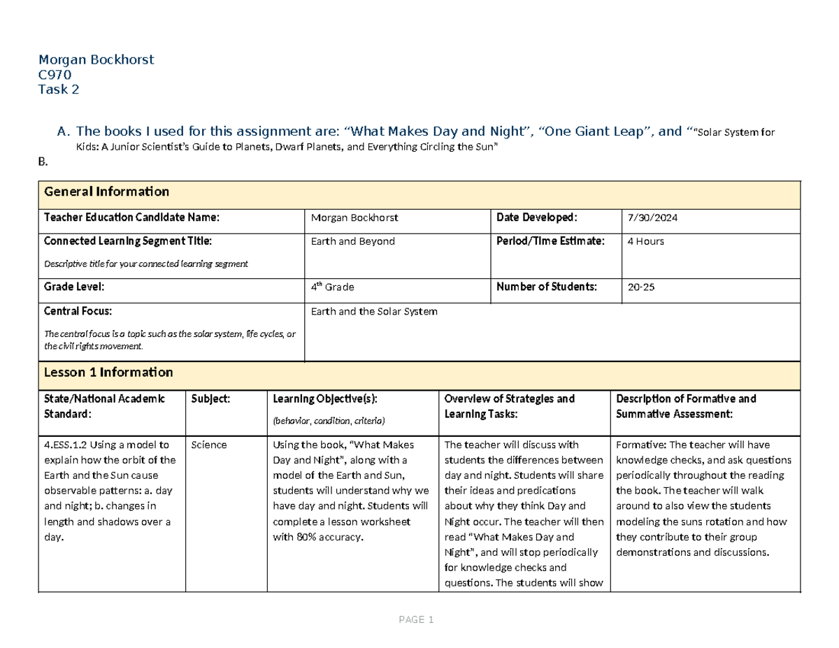 Morgan Bockhorst C970 Task 2 - Morgan Bockhorst C Task 2 A. The books I ...