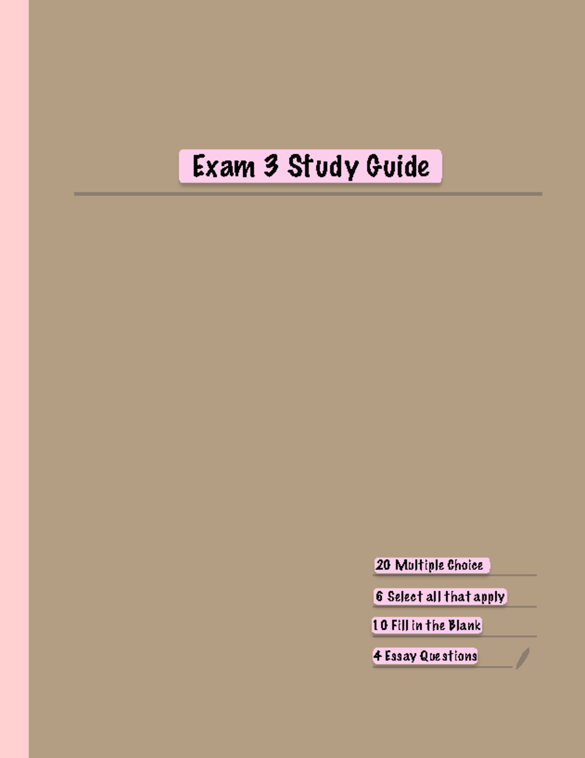 Exam 3 Study Guide - Exam 3 Study Guide 20 Multiple Choice 6 Select All ...