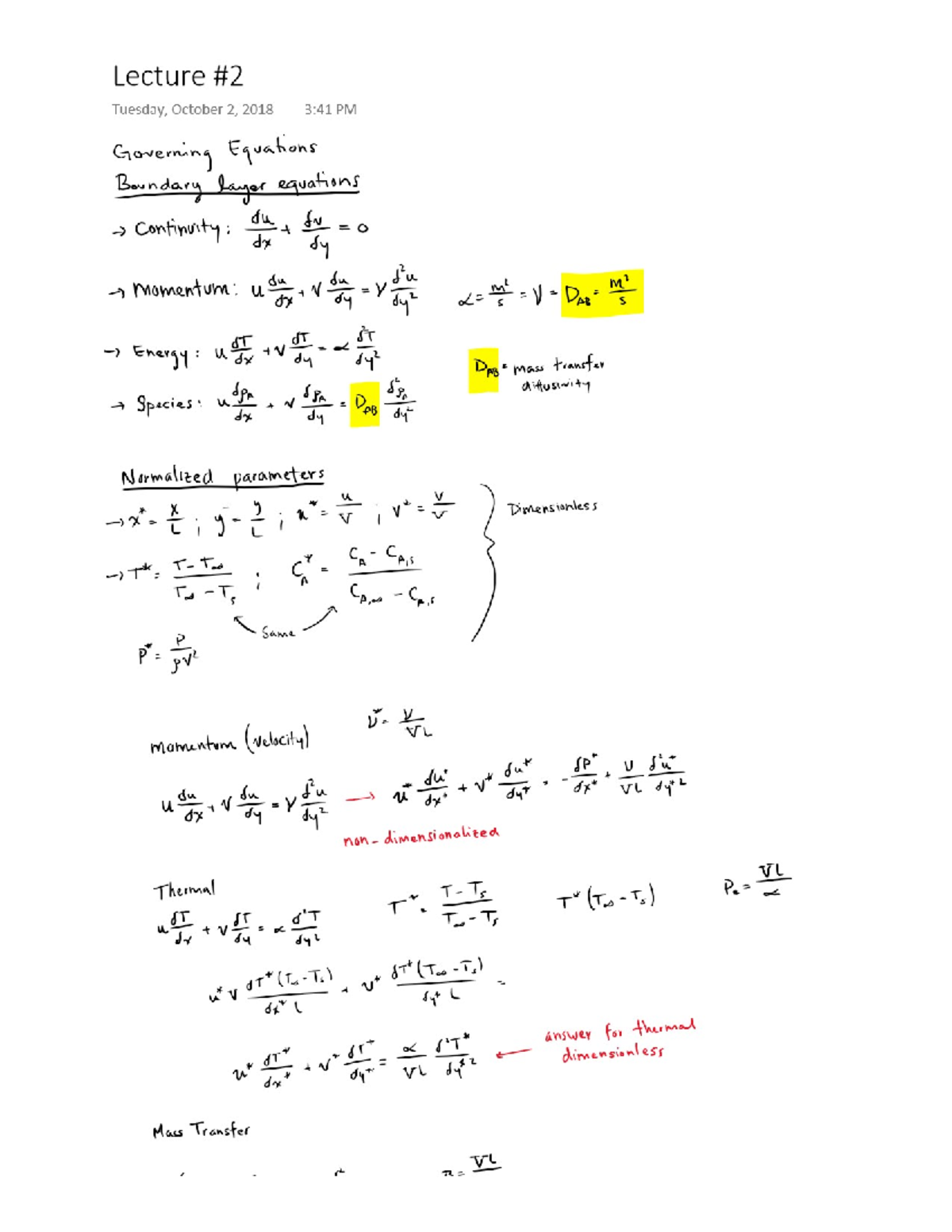 Lecture 2 - Governing equations of mass transfer and different ...