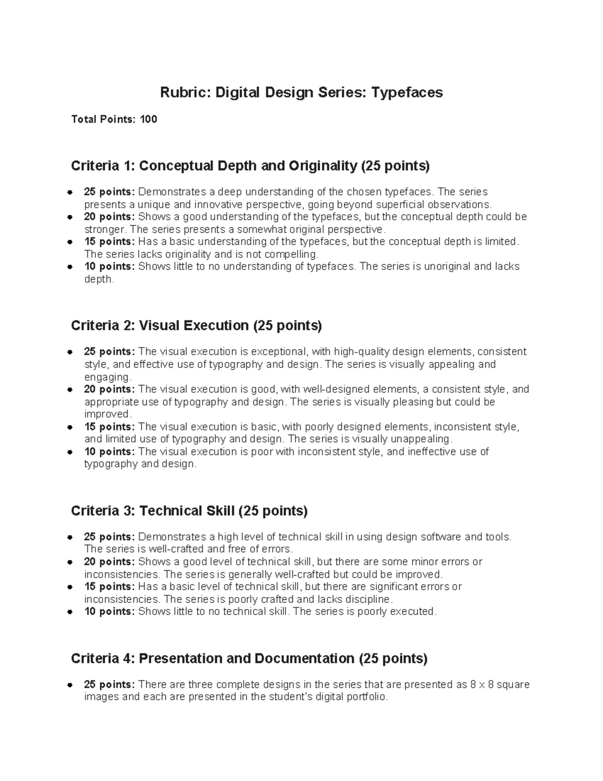 Typeface Design Series Rubric - Rubric: Digital Design Series ...
