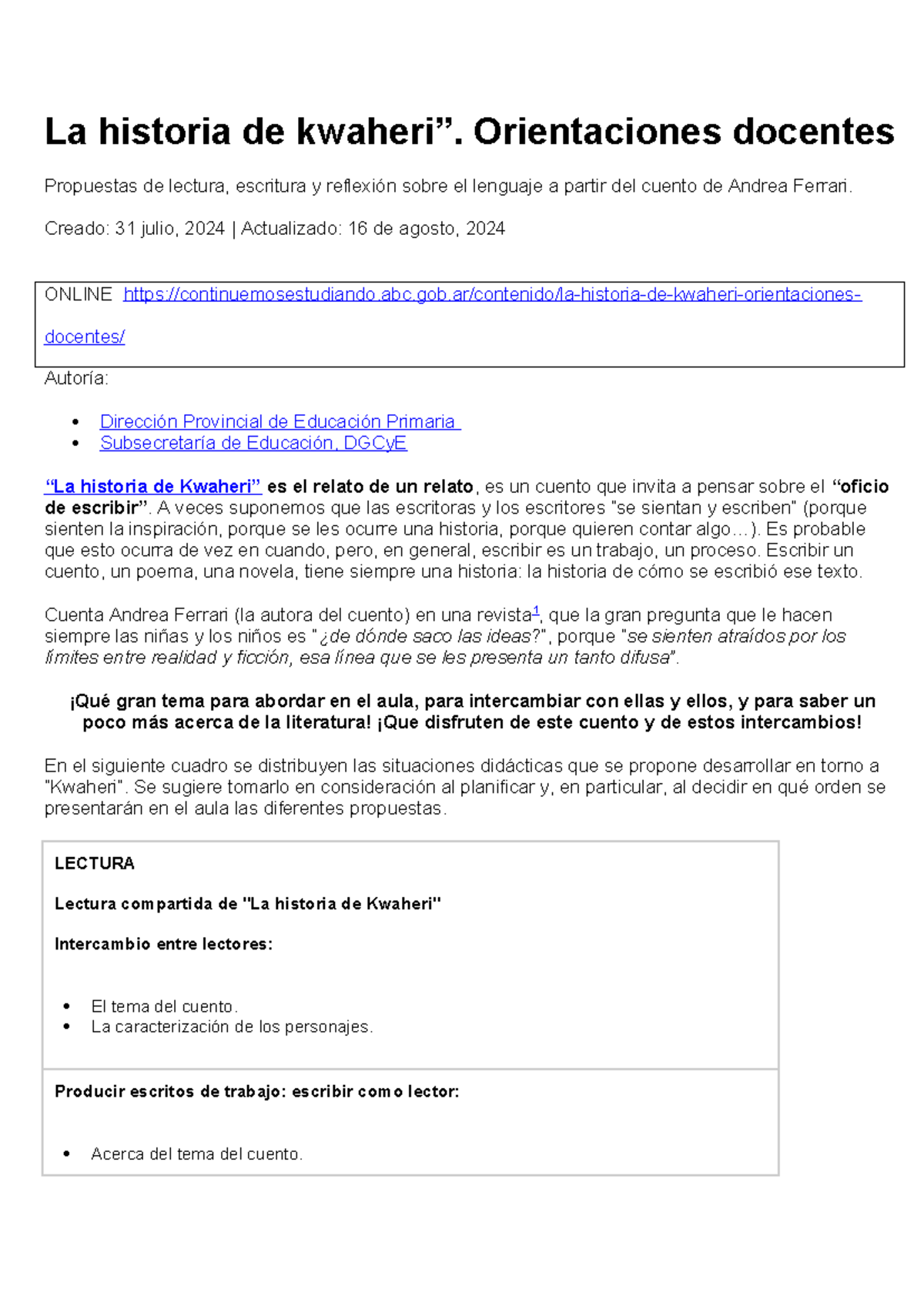 6to La historia de kwaheri orientaciones - La historia de kwaheri ...