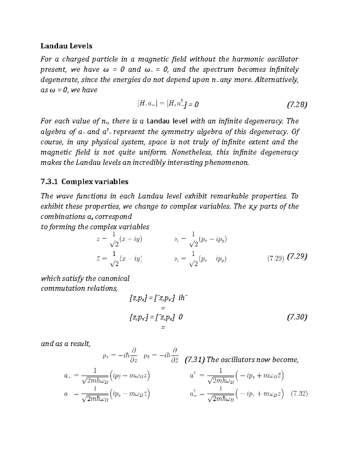 Landau Levels - Landau Levels For a charged particle in a magnetic ...