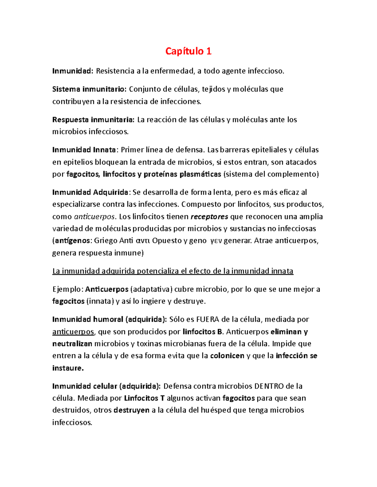 Resumen Capitulo Del 1 4 Inmunologia Basica Abbas 1 Inmunidad Resistencia A La Enfermedad A Studocu