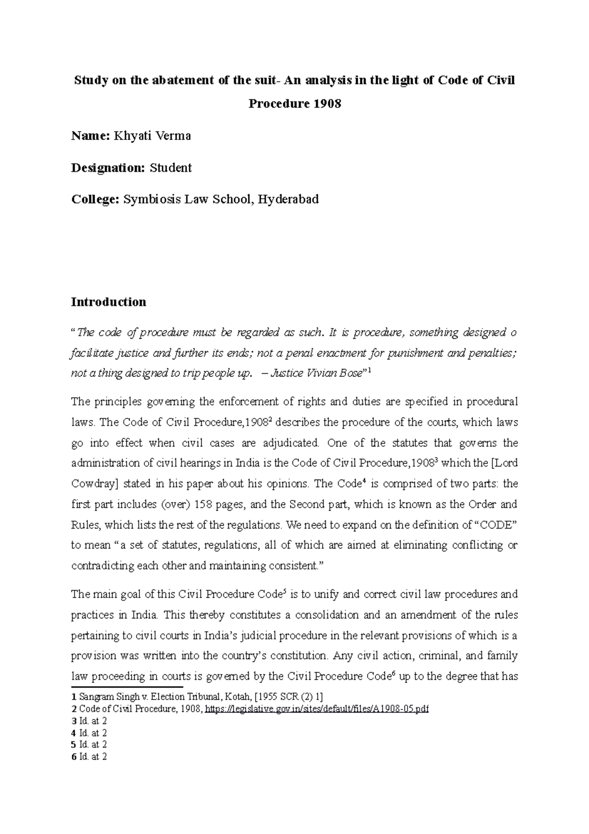 Study on the abatement of the suit An analysis in the light of Code of