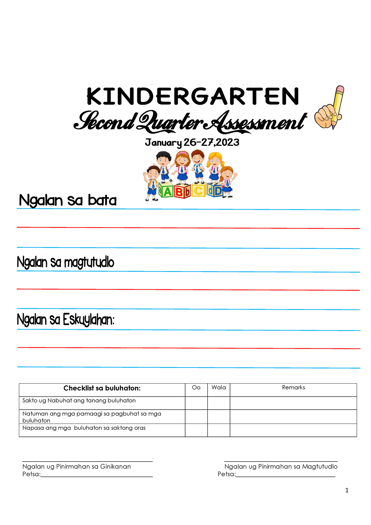 Final Sinugbuanong Binisaya Version Second Quarter Assessment For Kinder 2023 Melc Based Field 3804