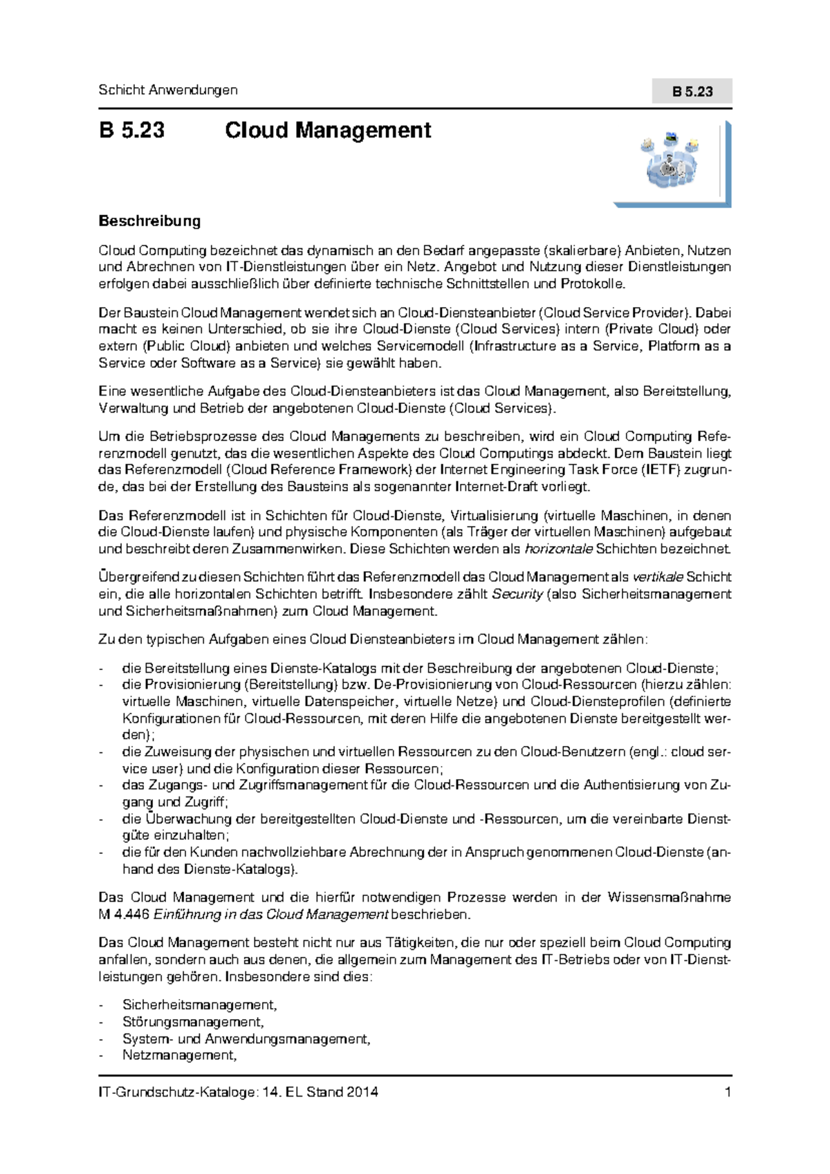 Baustein-Cloud-Management-B5 23 - Schicht Anwendungen B 5. B 5 Cloud ...