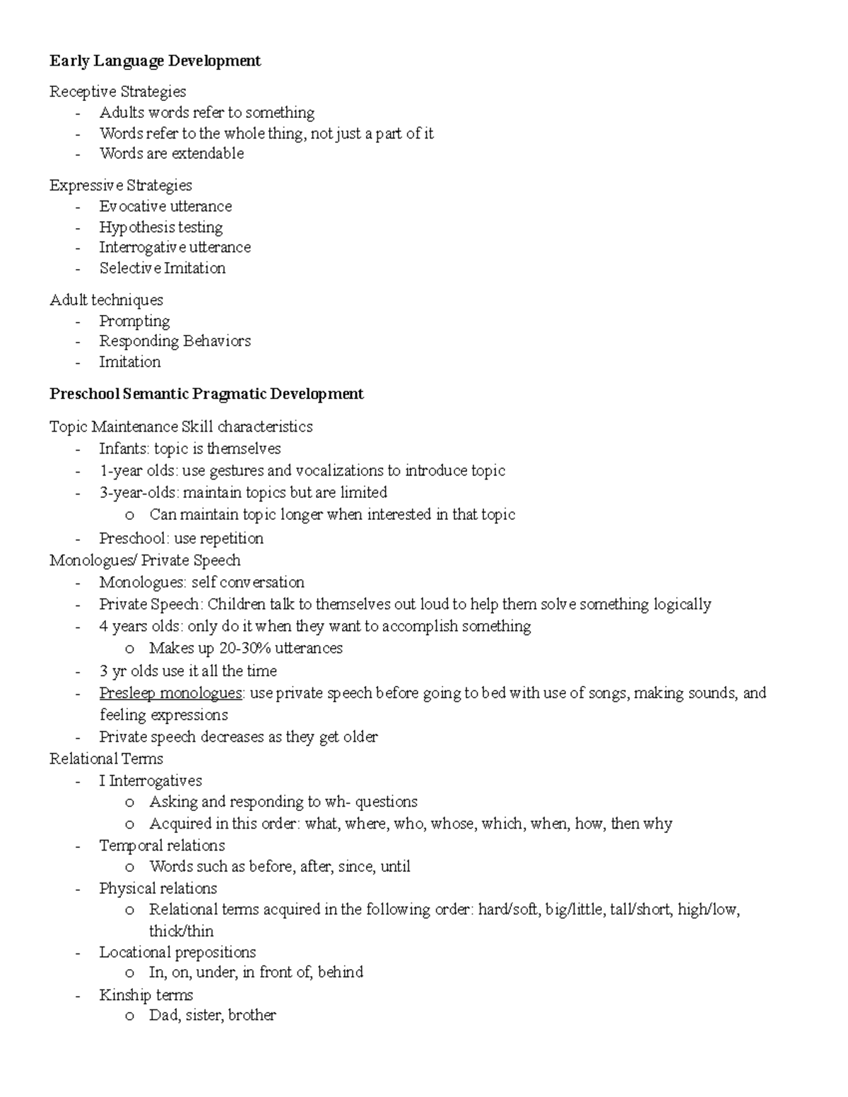 COMD LD Test 3 Review - Early Language Development Receptive Strategies ...