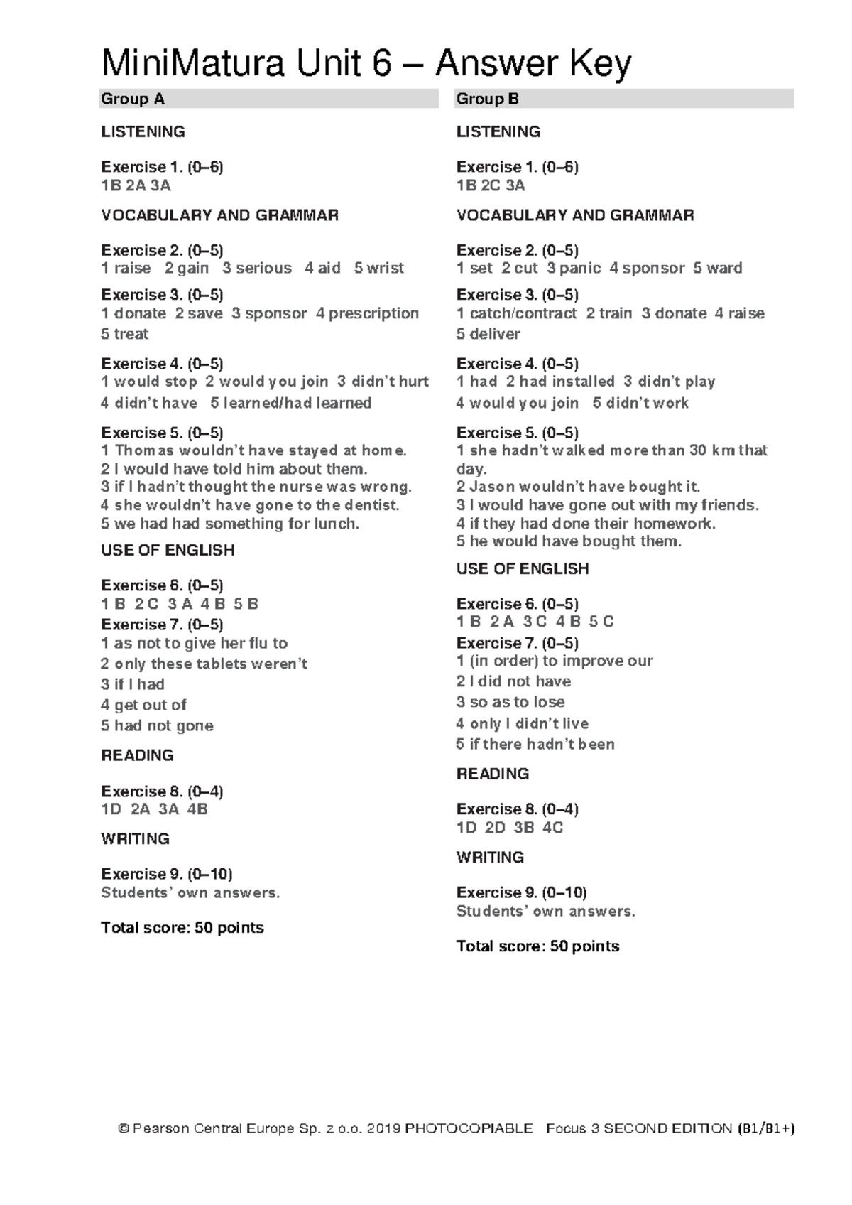 Focus 2 Unit 3 Sprawdzian Chomikuj Mini Matura www.studocu.com