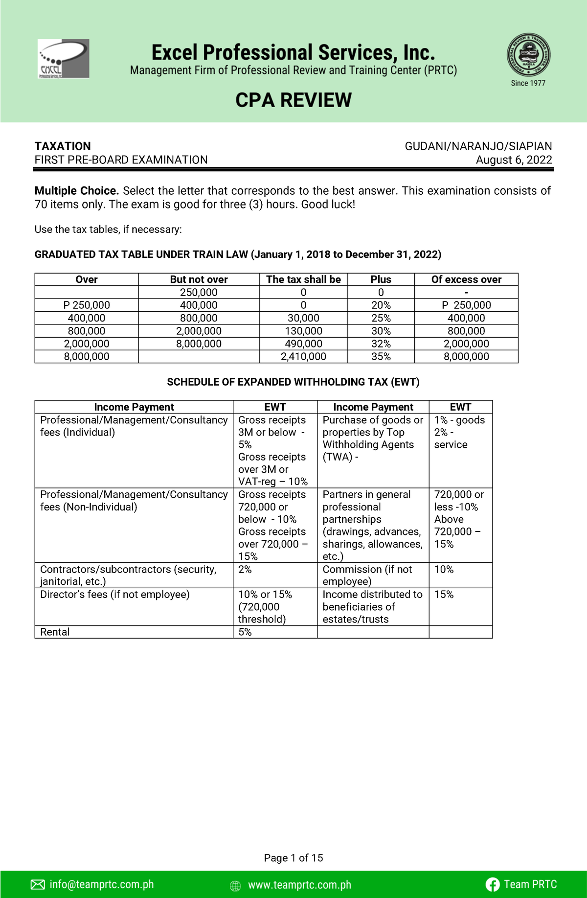 TAX 1st PB 10 - Practice Exam For Income Taxation - TAXATION GUDANI ...