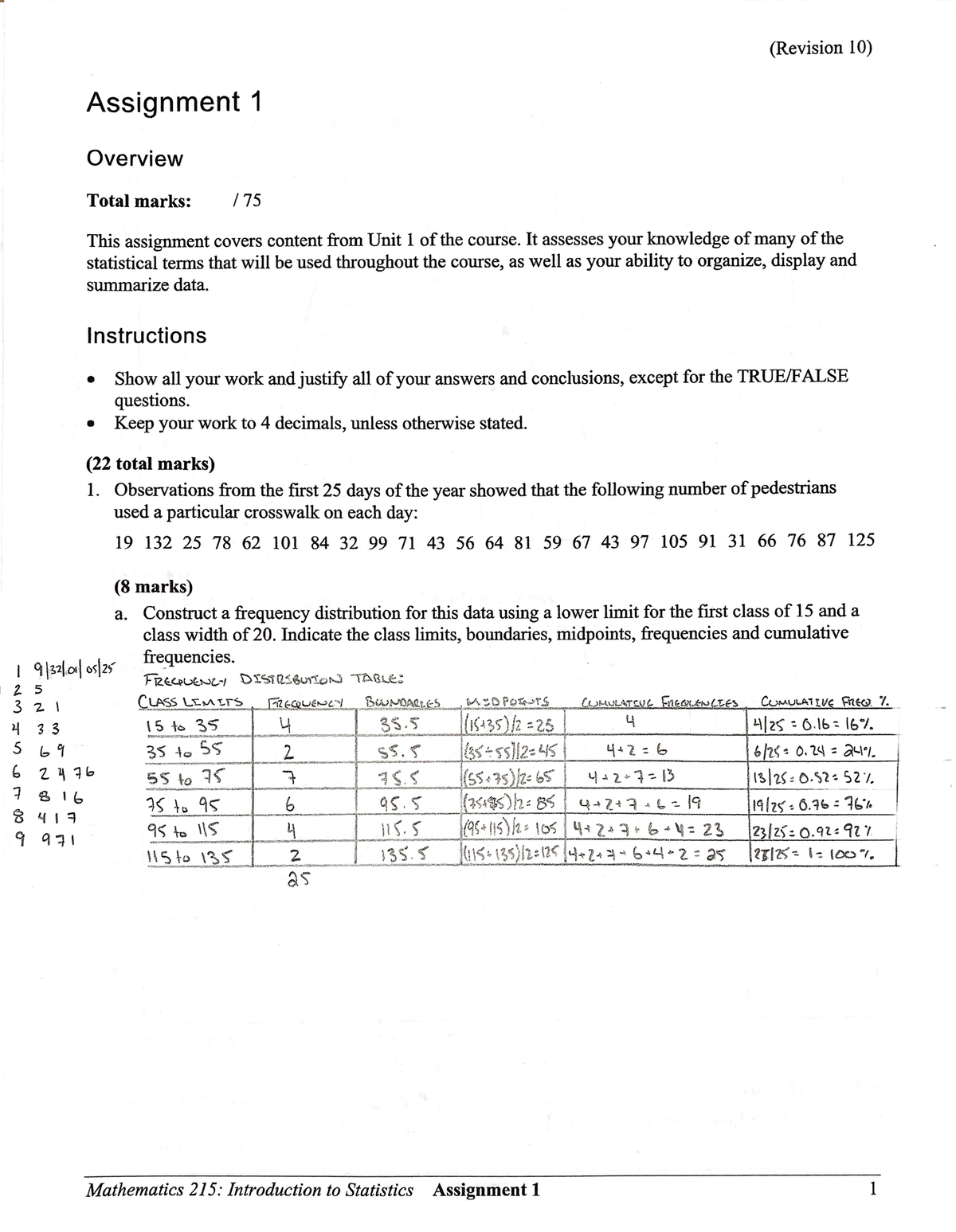 AUID3488745 Math 215 Assignment 1 06 03 2020 - Math 215 - Studocu