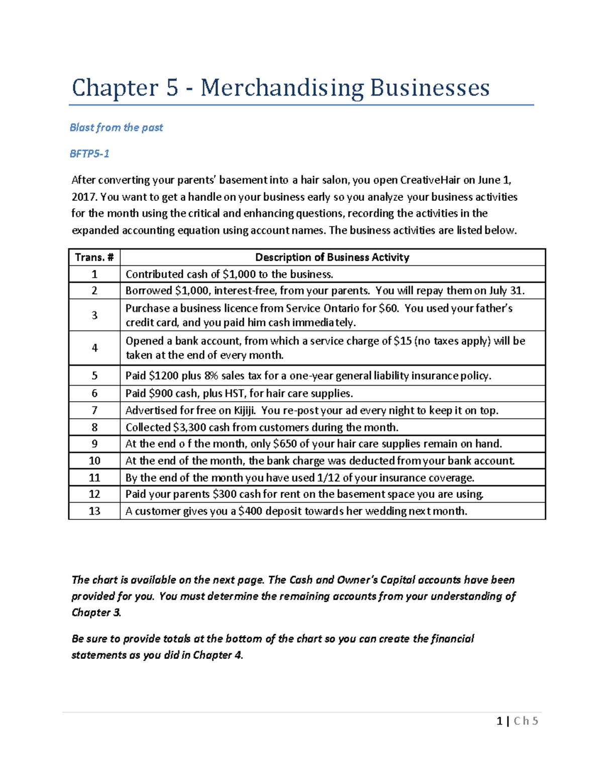 Chapter 5 - Merchandising Businesses - Student Copy - Fall 2017 - NEW ...