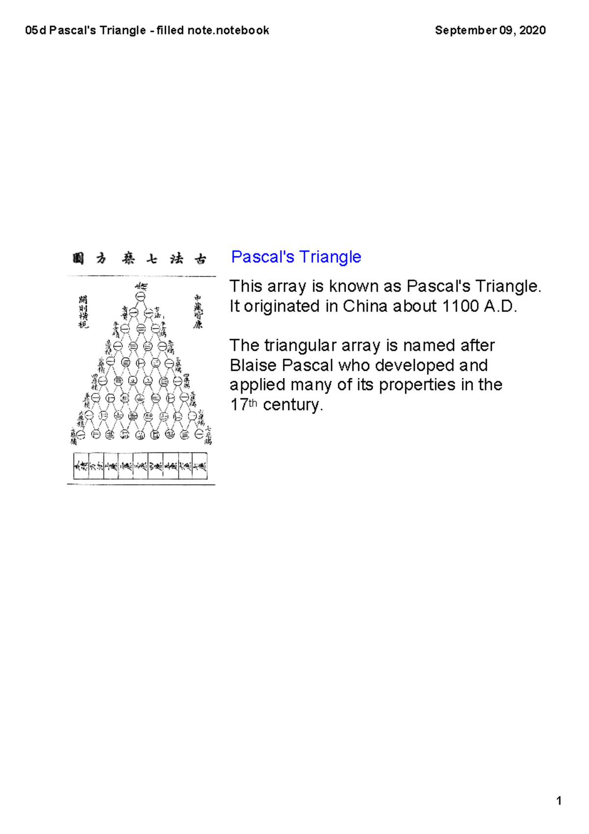 05d Pascal s Triangle - filled note 1 - 05d Pascal's Triangle filled ...