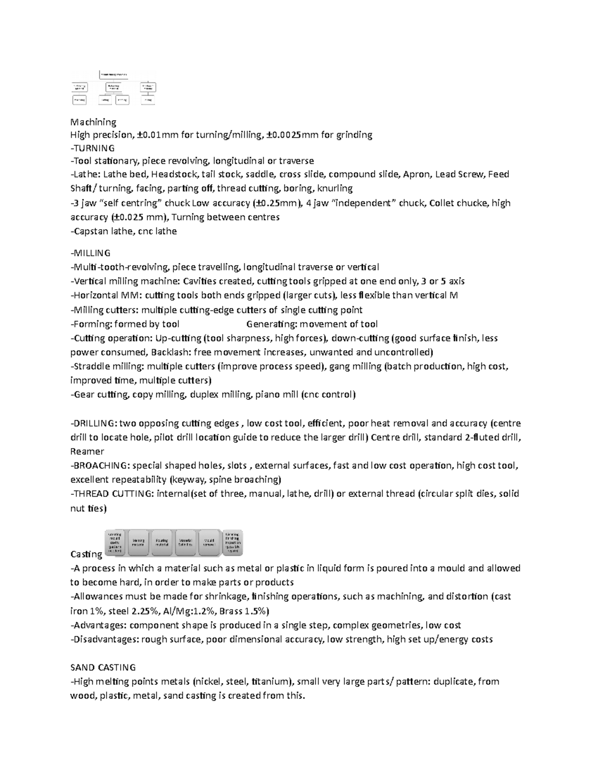 Materials cheat sheet Machining High precision, ±0 for turning/milling, ±0 for grinding