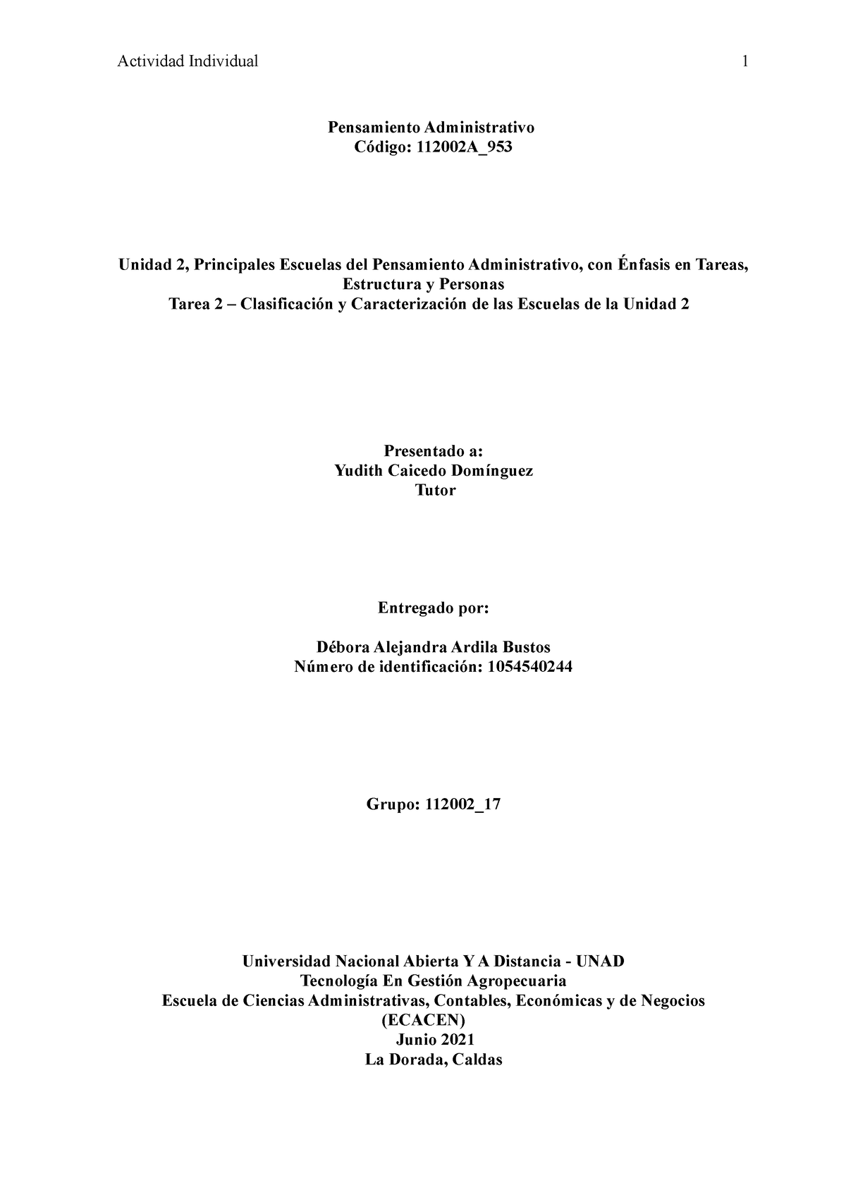 Tarea 2 Débora Ardila - ...... - Pensamiento Administrativo Código ...