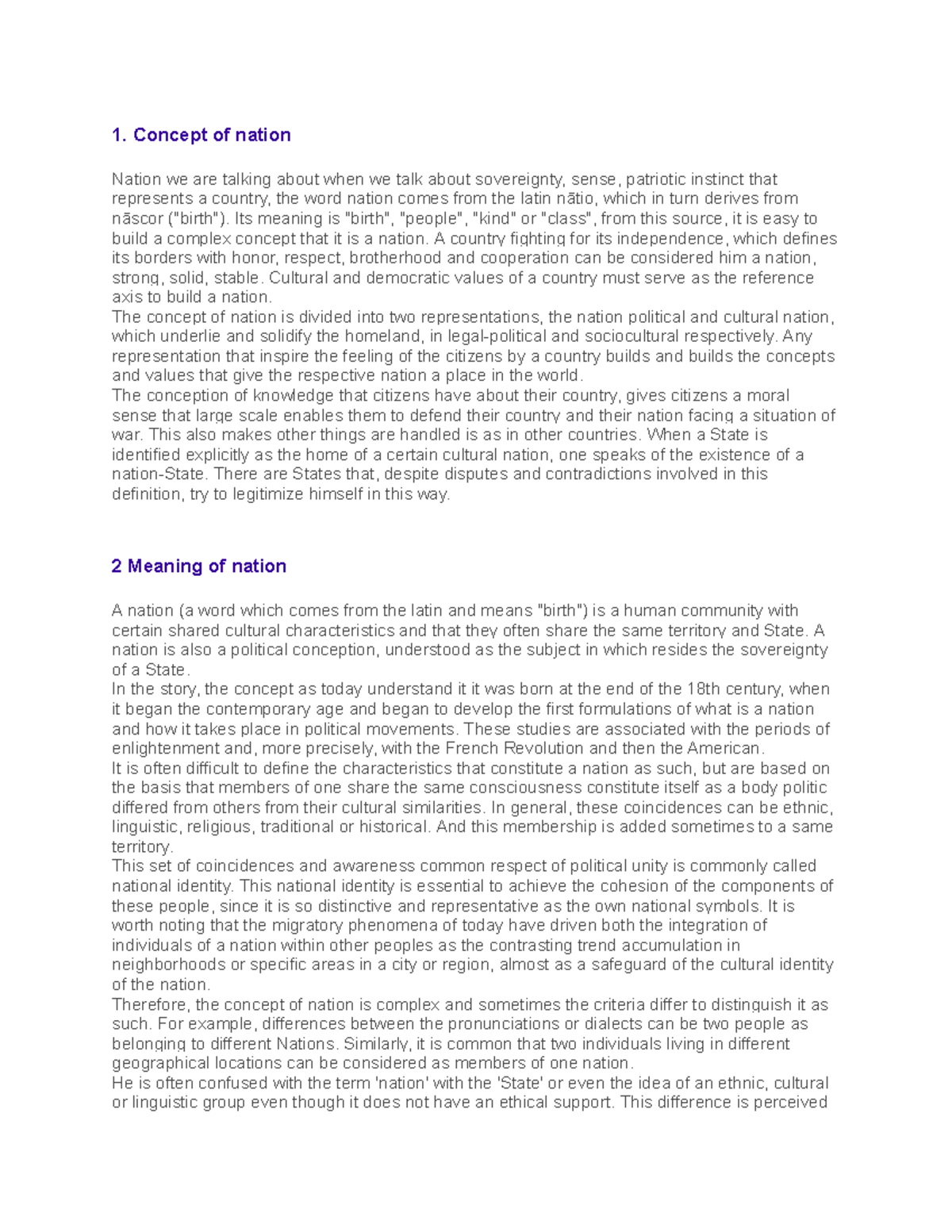 The concept of nation - 1. Concept of nation Nation we are talking ...