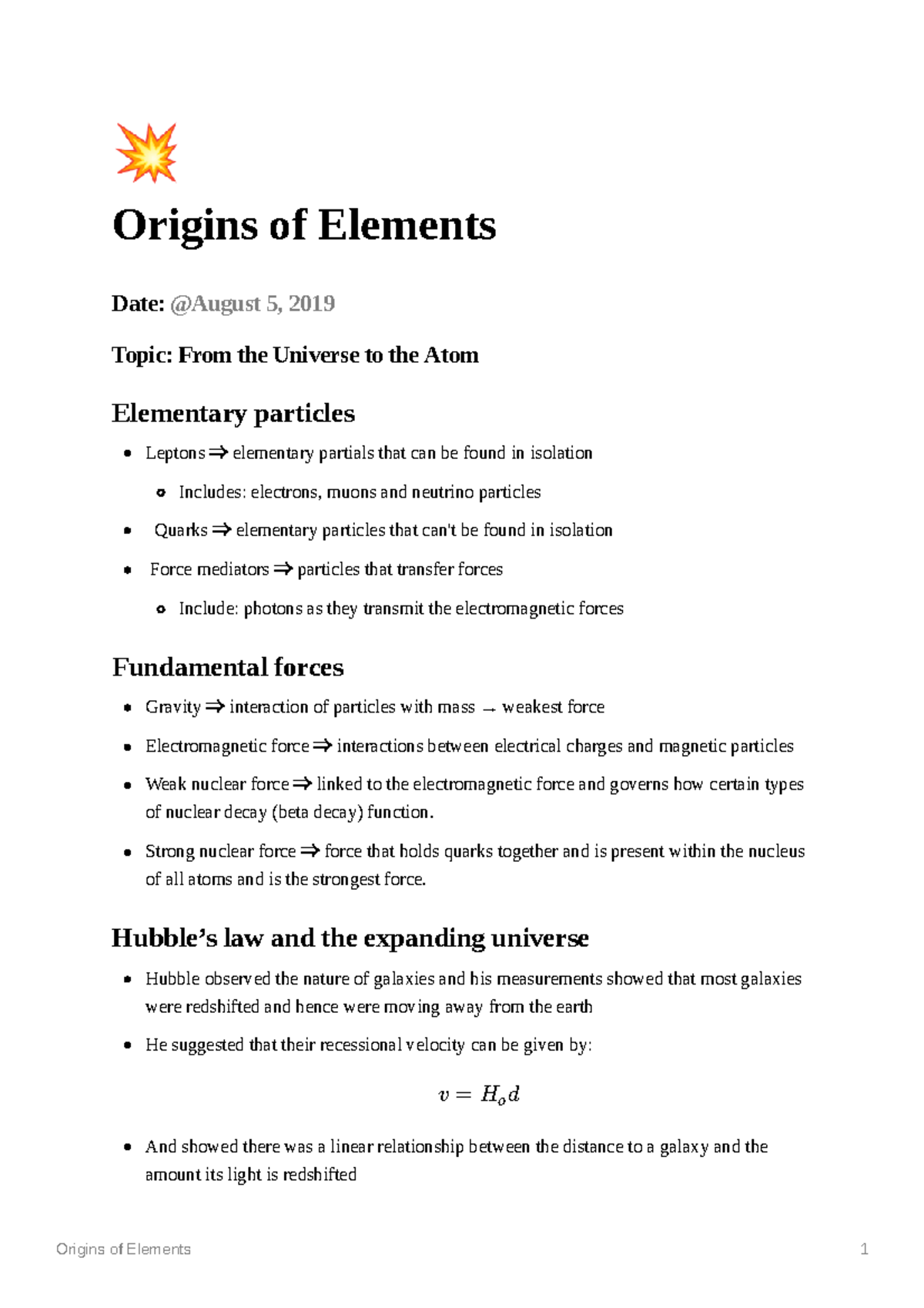 8.1Origins of Elements - Origins of Elements Date: Topic: From the ...