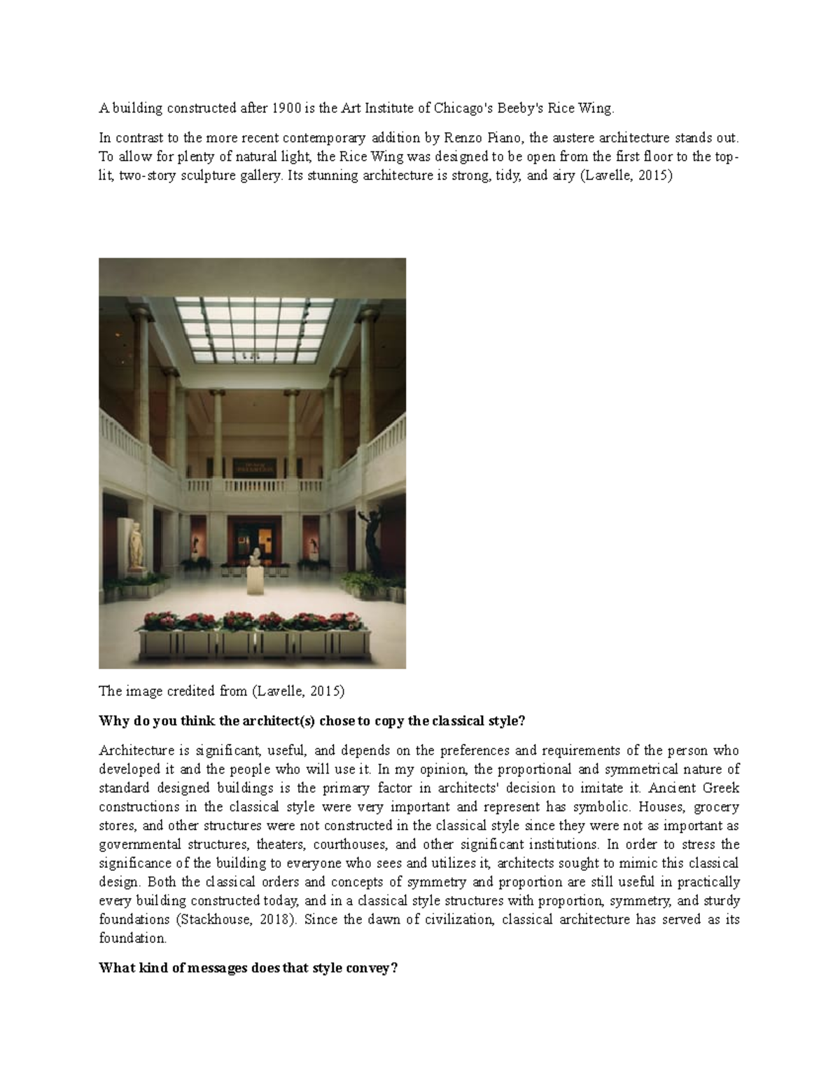 AHIST 1401 Discussion Forum UNIT 2 - A building constructed after 1900 ...