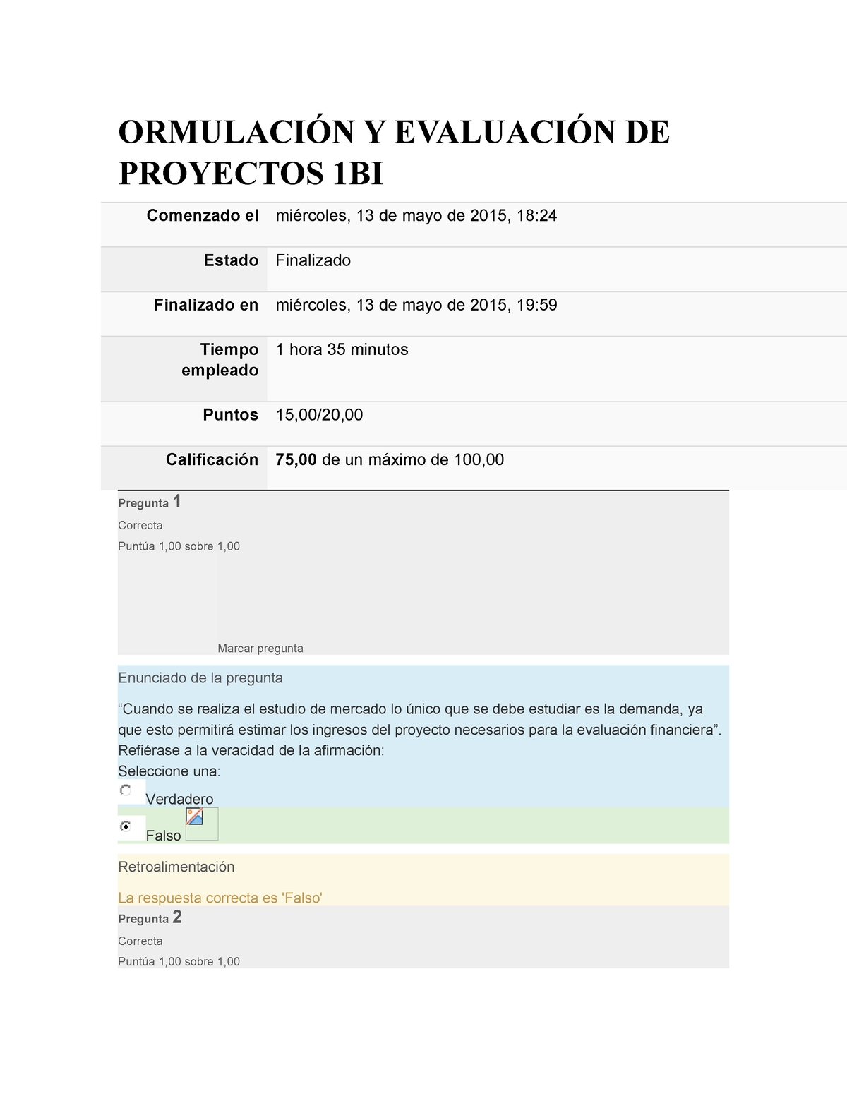 Formulación Y Evaluación DE Proyectos 1BI-prueba 1 - ORMULACIÓN Y ...