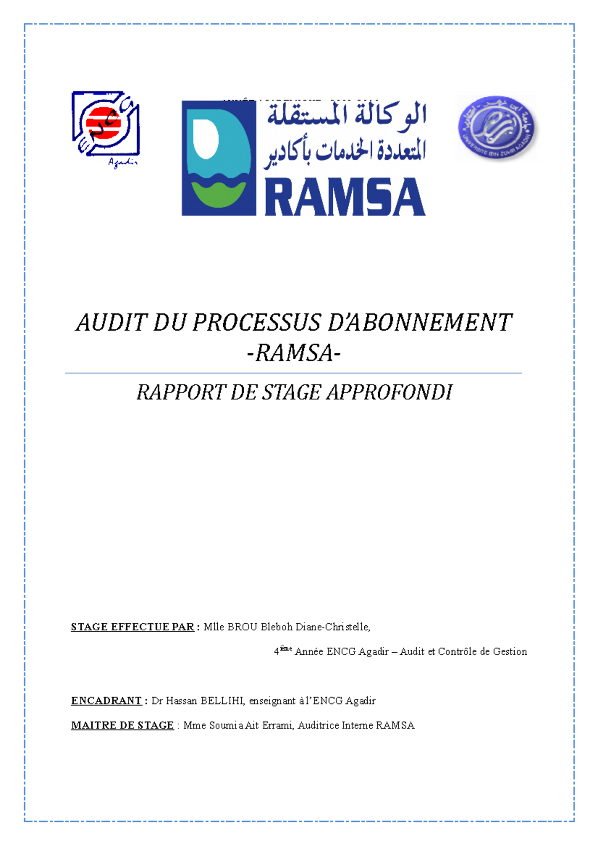 Audit du Processus d'Abonnement - Ramsa - ANNÉE ACADEMIQUE : 2009 ...