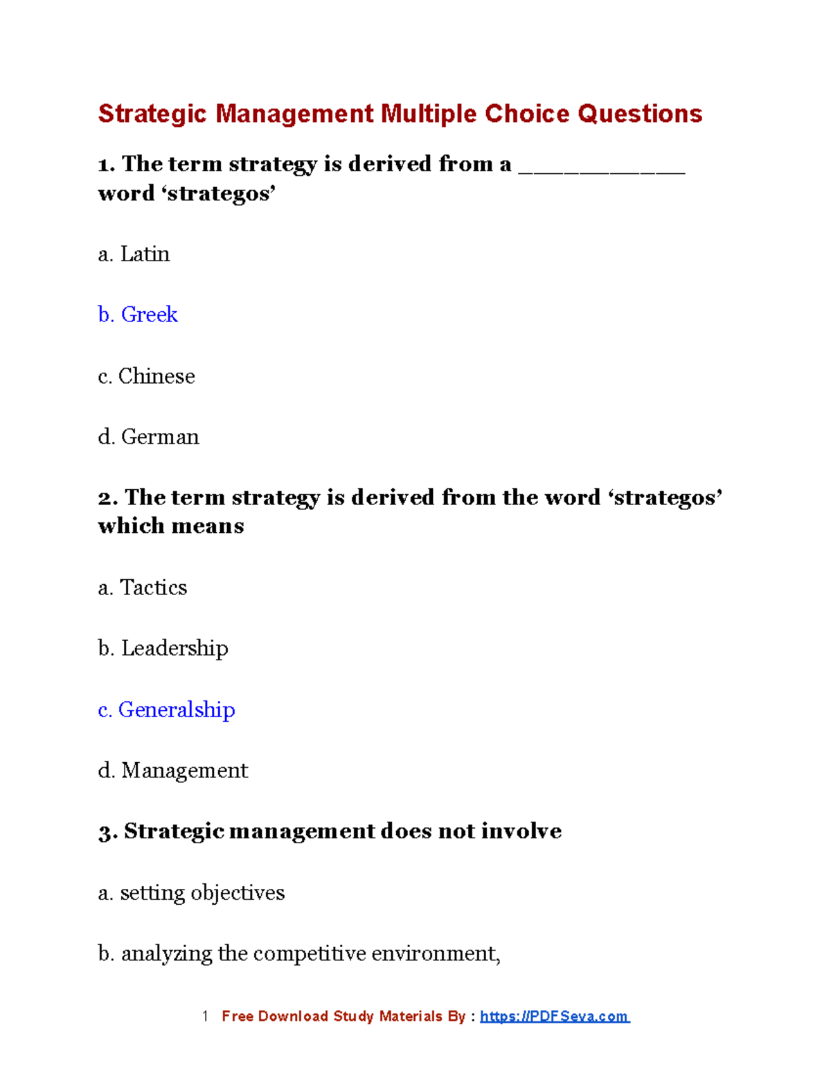 Strategic Management Mcqs - Strategic Management Multiple Choice ...