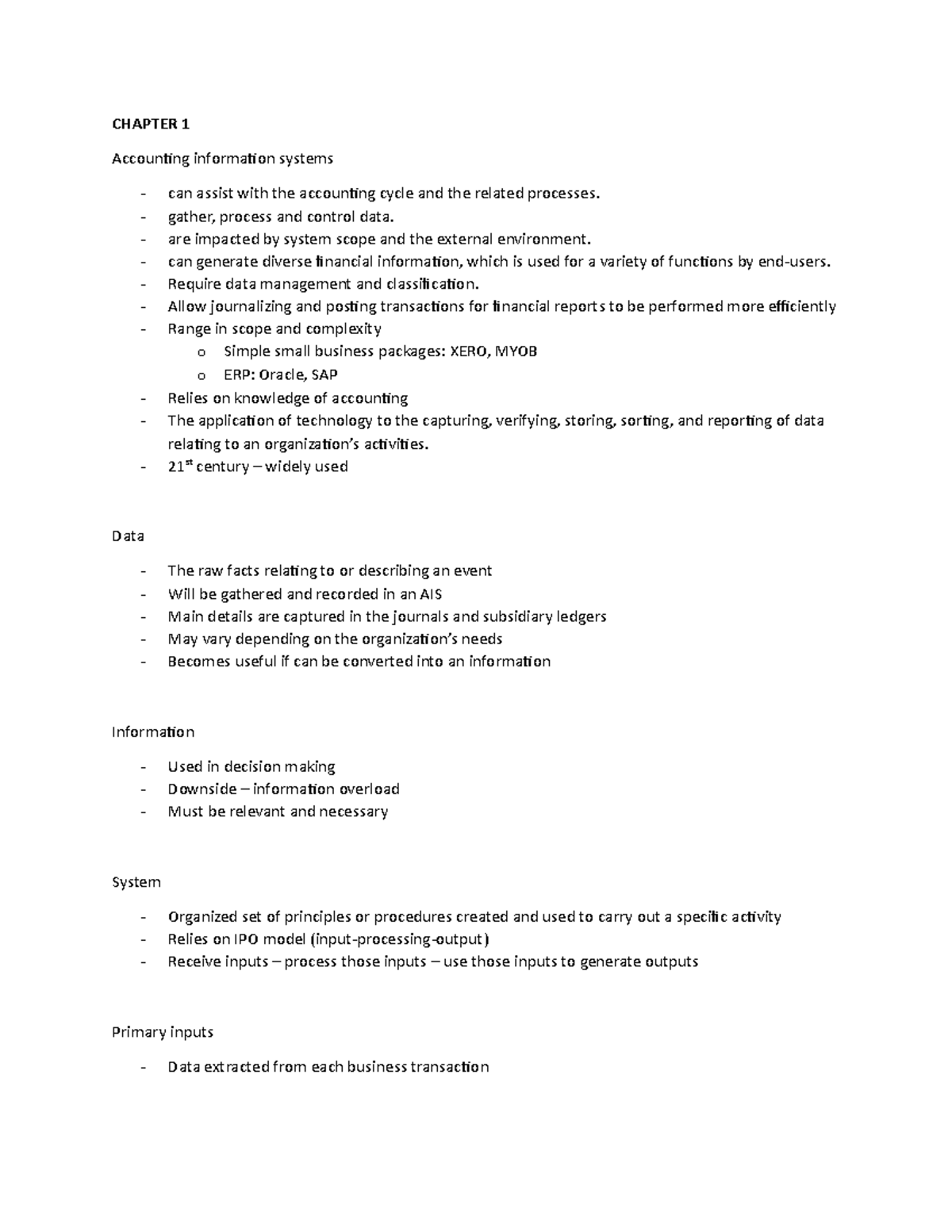 Chapter 1 - Lecture notes - CHAPTER 1 Accounting information systems ...