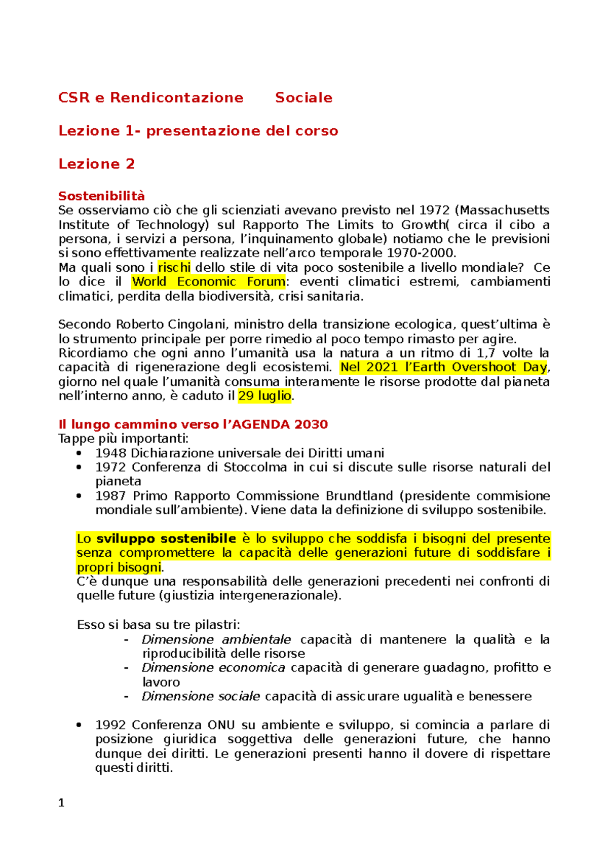 Esame CSR (RSI) E Rendicontazione Sociale - CSR E Rendicontazione ...